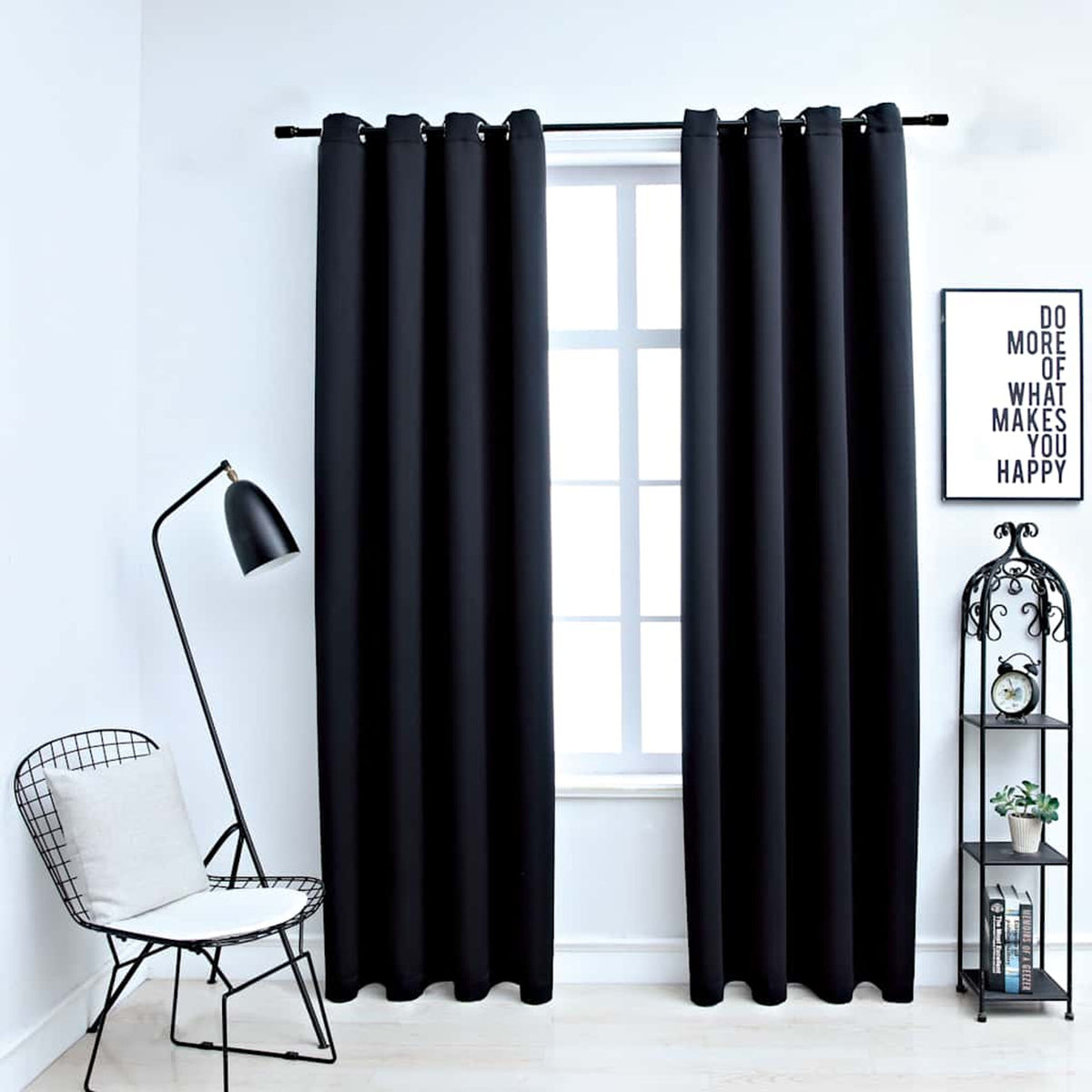 Blackout Curtain Polyester Black 140 x 225 cm Window Dressing Home Furnishings