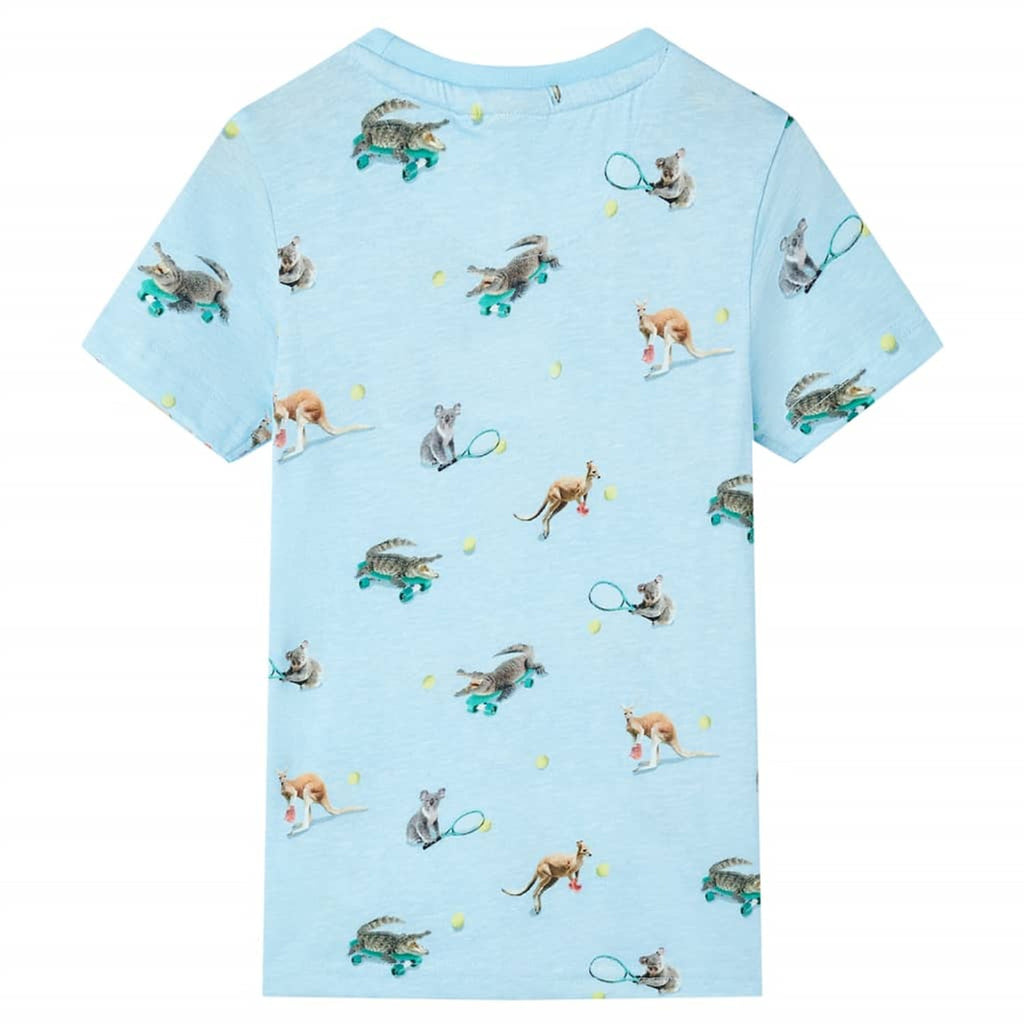 Kids T-Shirt Cotton Light Blue Melange 116 Children's Top Kids Clothing 116