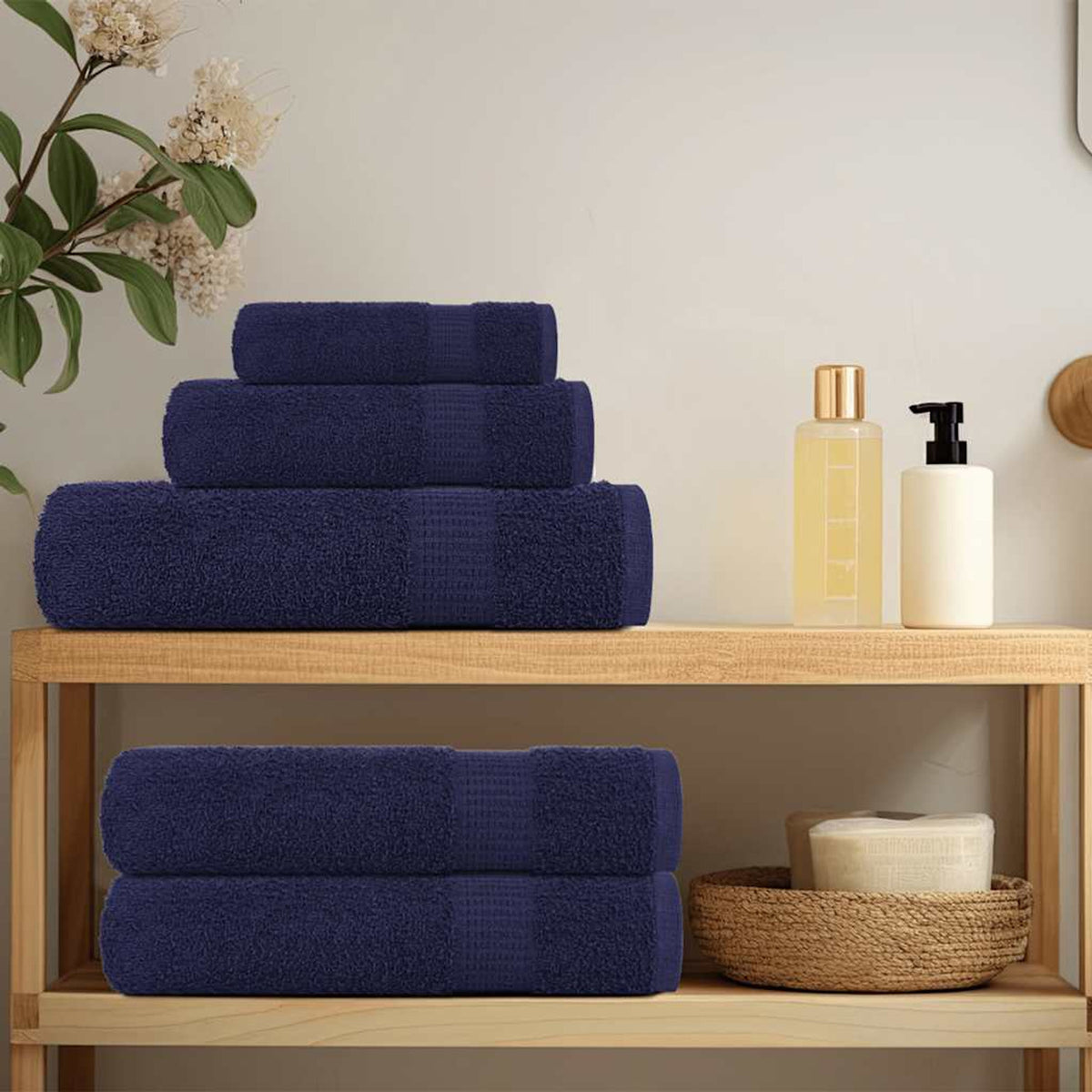 Towel Cotton Navy Blue 200 x 80 cm Bathroom Bath Linen Home Towels 10 pcs