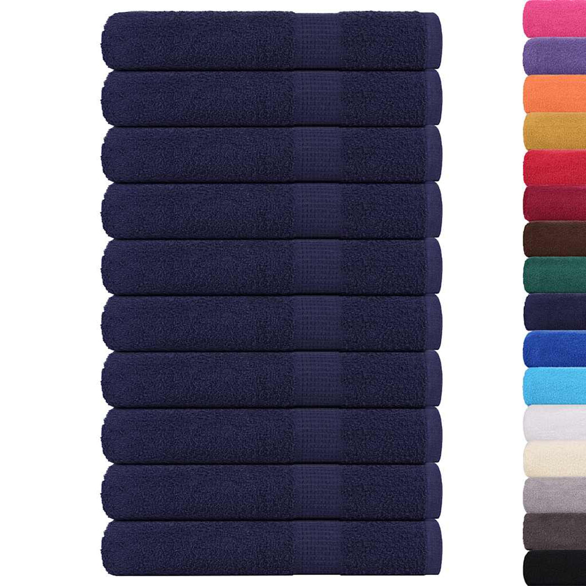 Towel Cotton Navy Blue 200 x 80 cm Bathroom Bath Linen Home Towels 10 pcs