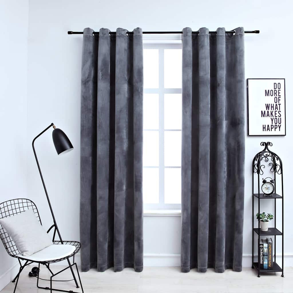 Blackout Curtain Velvet Anthracite 140 x 225 cm Window Dressing Home