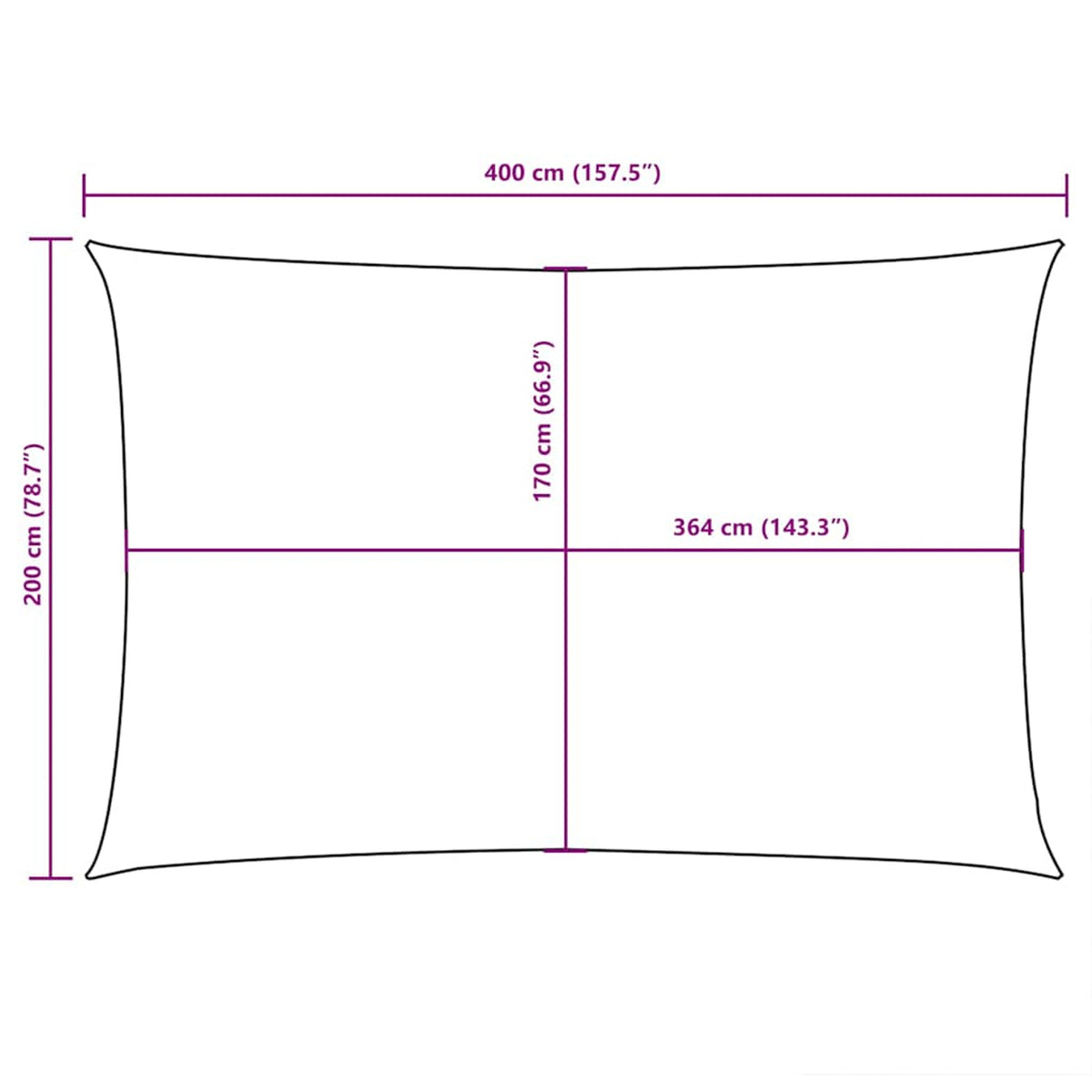 Sunshade Sail Oxford Fabric Dark Green Water Resistant UV Resistant 200 x 400