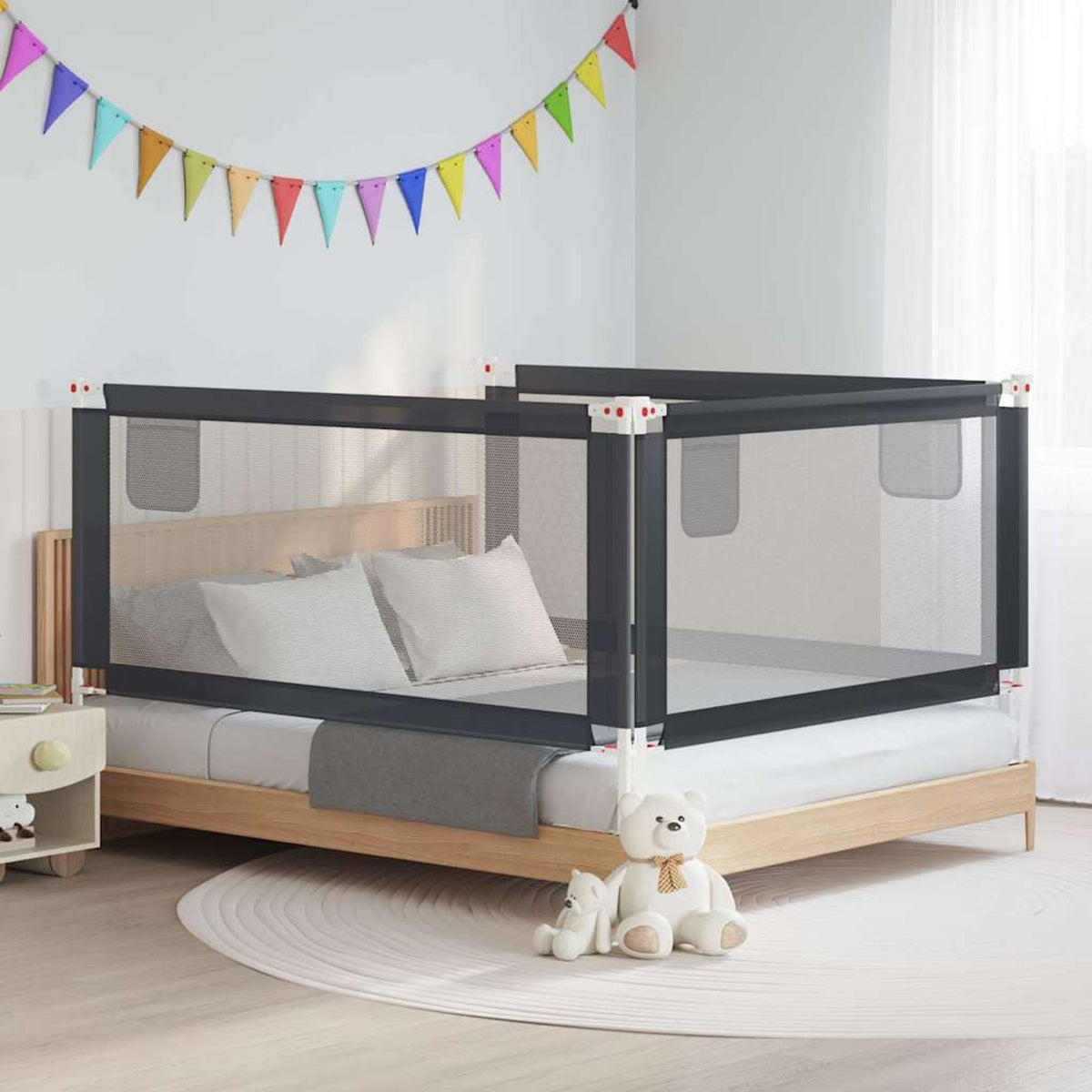 Toddler Safety Bed Rail Dark Fabric (100% Polyester) Dark Grey 180 x 25 x 95