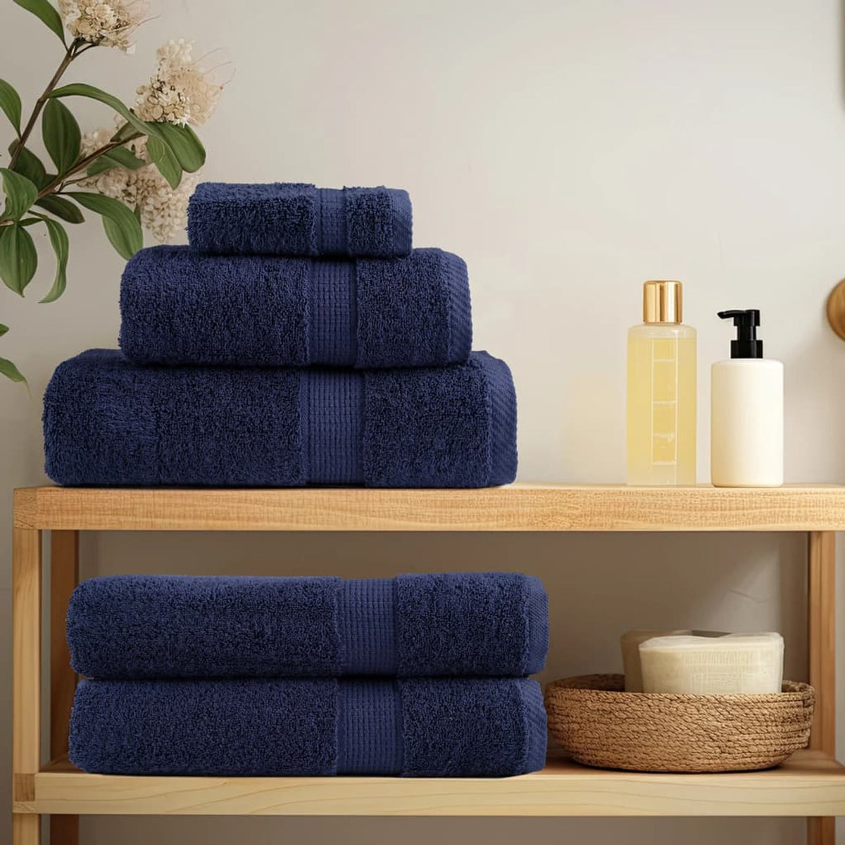 Towel Cotton Navy Blue 200 x 100 cm Bathroom Bath Linen Home Towels Variant 2