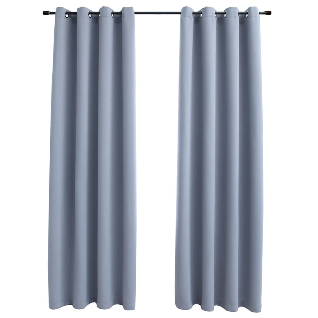 Blackout Curtain Polyester Grey 140 x 245 cm Window Dressing Home Furnishings