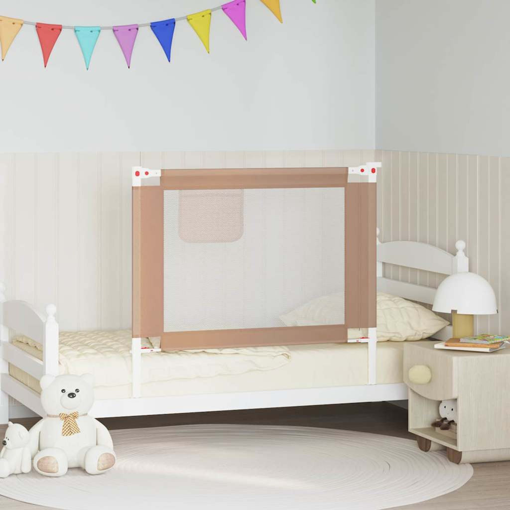 Toddler Safety Bed Rail Fabric (100% Polyester) Taupe 100 x 25 x 95 cm