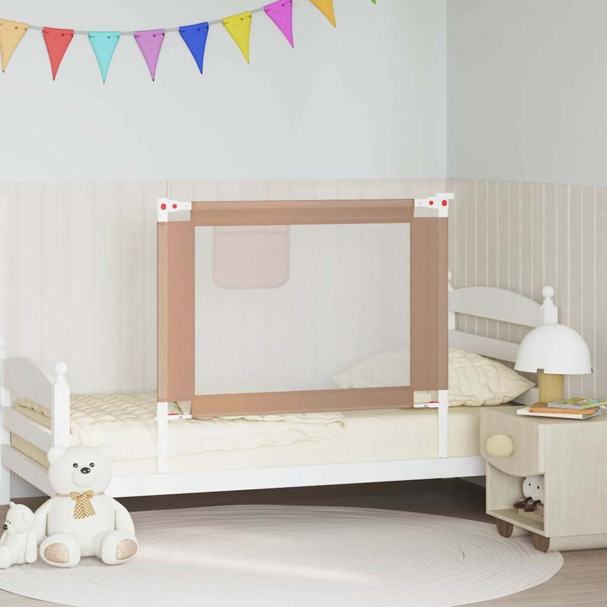 Toddler Safety Bed Rail Fabric (100% Polyester) Taupe 100 x 25 x 95 cm