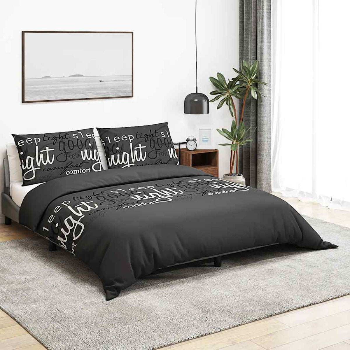 Duvet Cover Cotton Black 200 x 140 cm Bedding Bed Linen Bedroom Variant 9