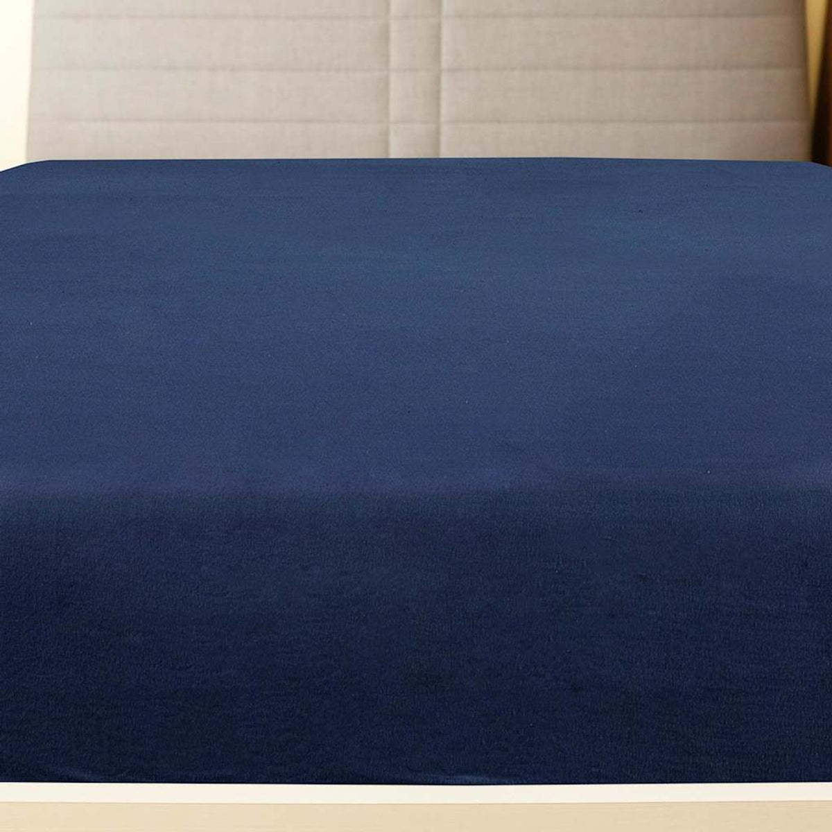 Jersey Fitted Sheet Cotton Navy Blue 200 x 180 cm Bedroom Furniture Bedstead