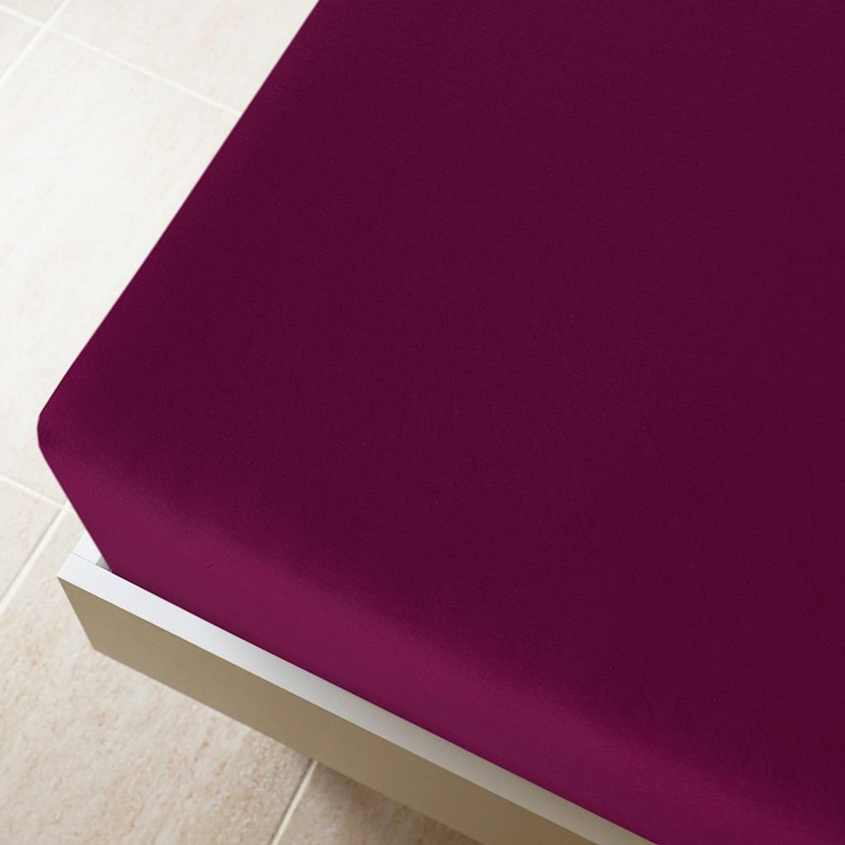 Jersey Fitted Sheet Bordeaux Cotton 200 x 140 cm Bedroom Furniture Bedstead