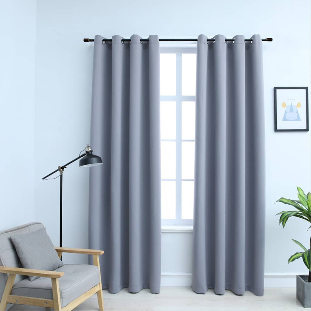 Blackout Curtain Polyester Grey 140 x 245 cm Window Dressing Home Furnishings