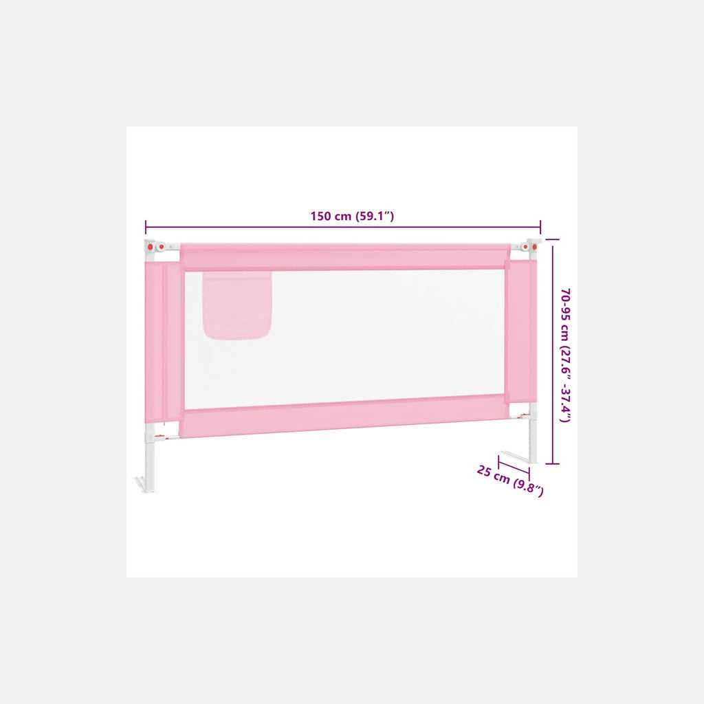 Toddler Safety Bed Rail Fabric (100% Polyester) Pink 150 x 25 x 95 cm Bedguard