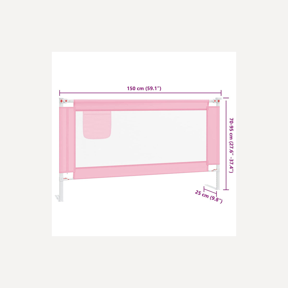 Toddler Safety Bed Rail Fabric (100% Polyester) Pink 150 x 25 x 95 cm Bedguard