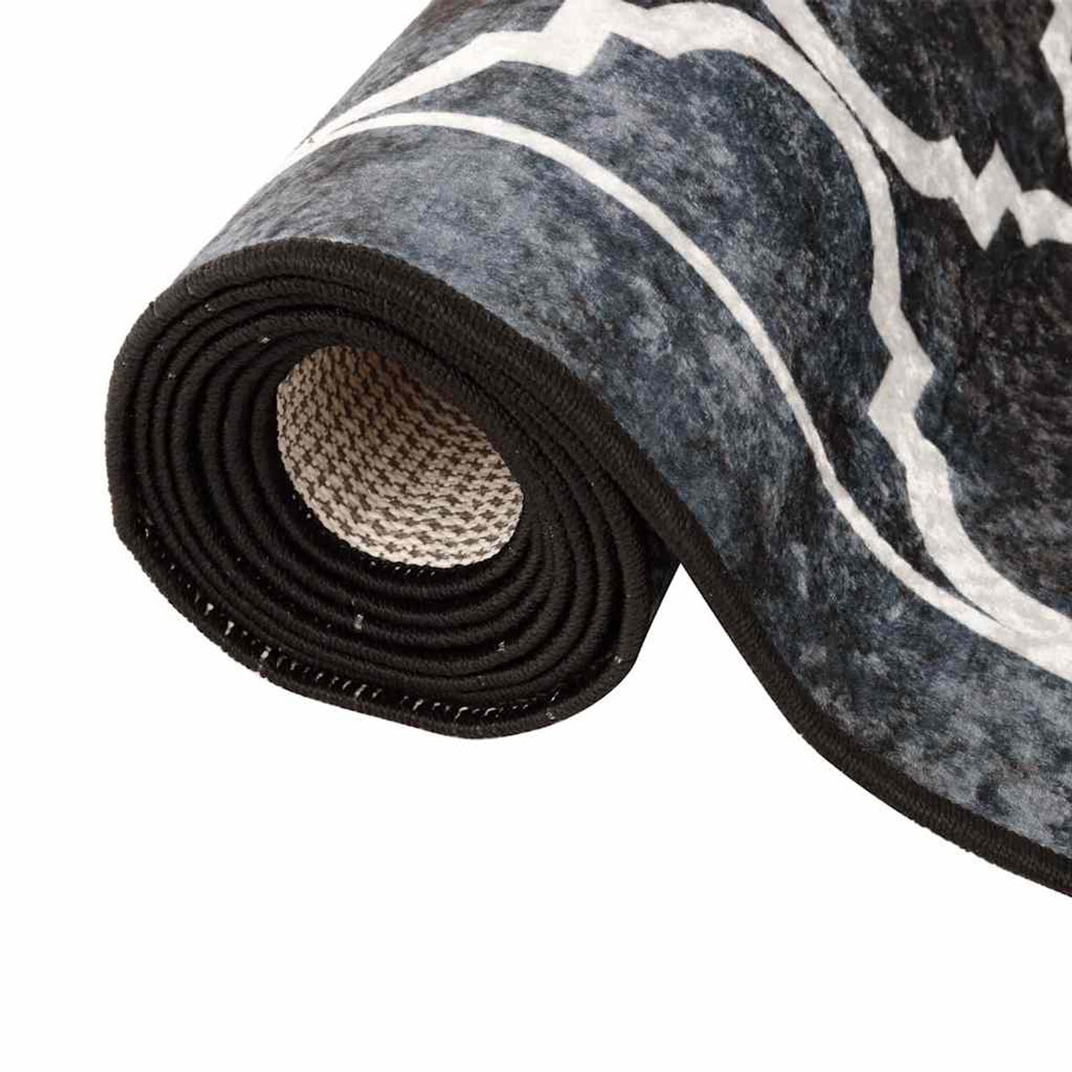 Rug Polyester Black 160 x 0.4 x 230 cm Floor Mat Home Decor Floor Covering