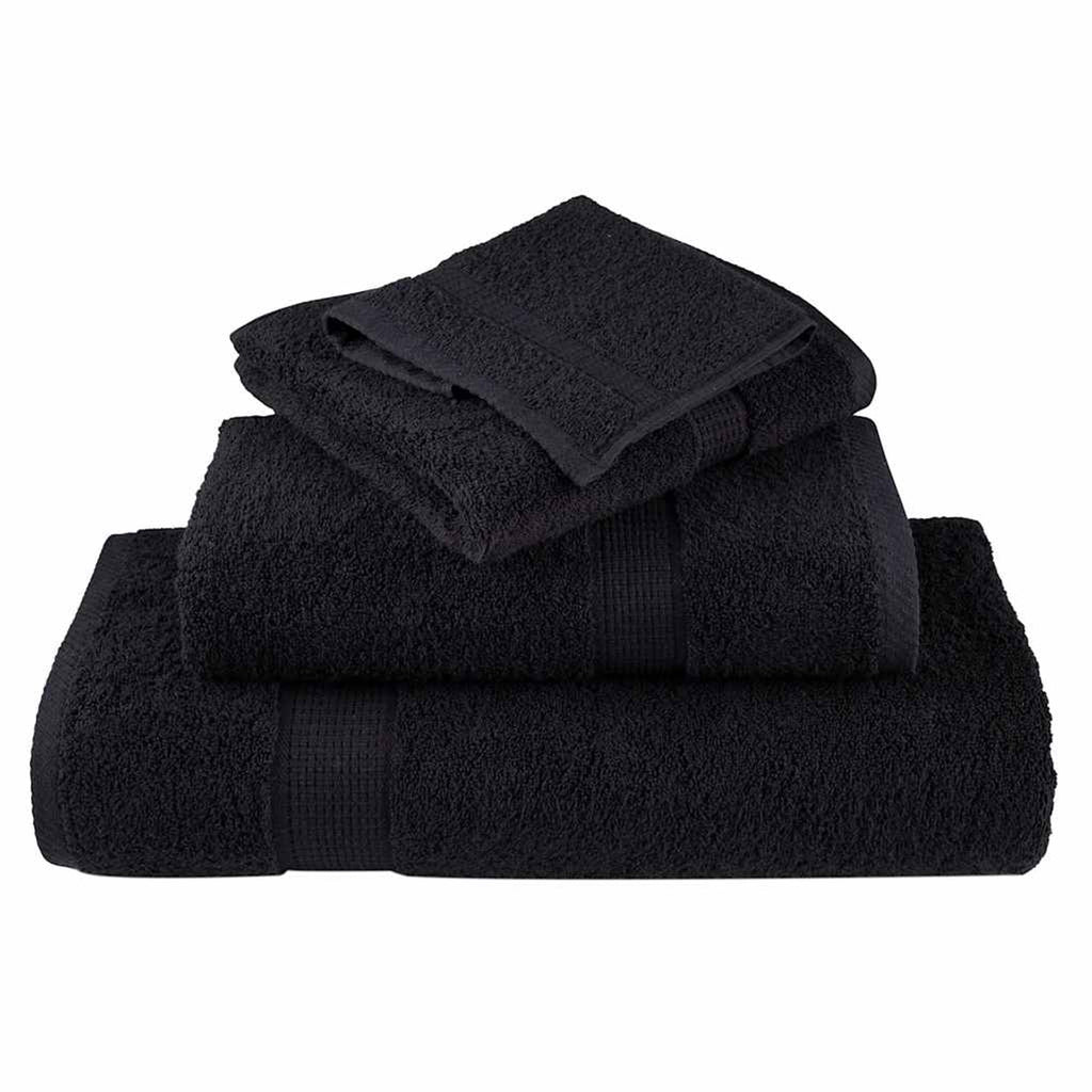Towel Cotton Black 200 x 100 cm Bathroom Bath Linen Home Towels 2 pcs SOLUND