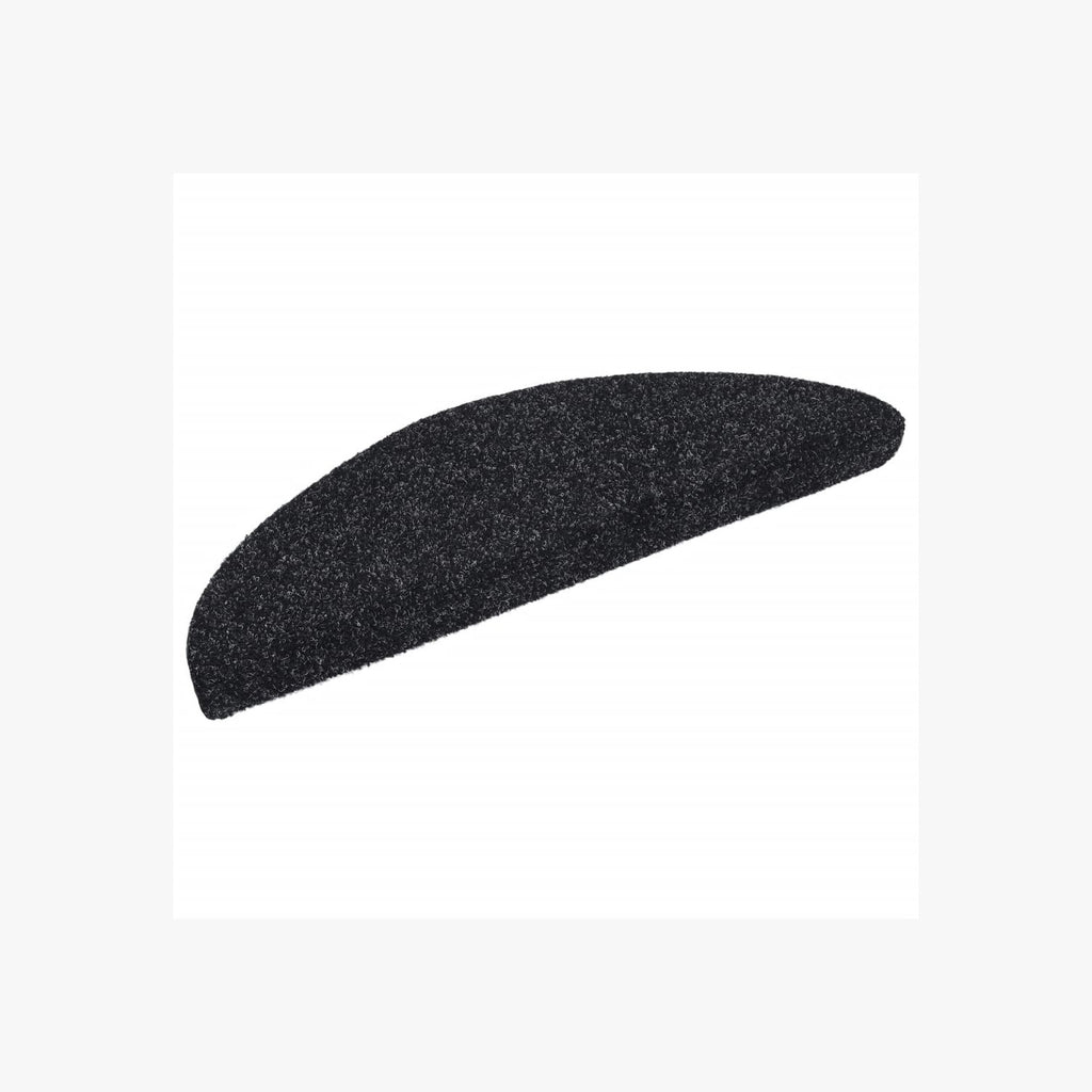 Stair Mats Self-Adhesive Half Round Needle-Punched Fabric (100% Black Floor