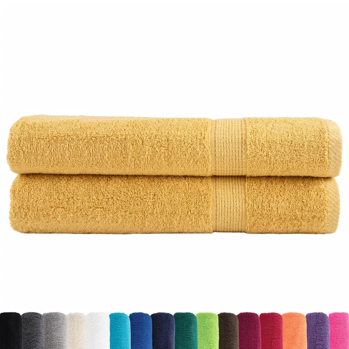 Towel Cotton Gold 200 x 100 cm Bathroom Bath Linen Home Towels 2 pcs SOLUND