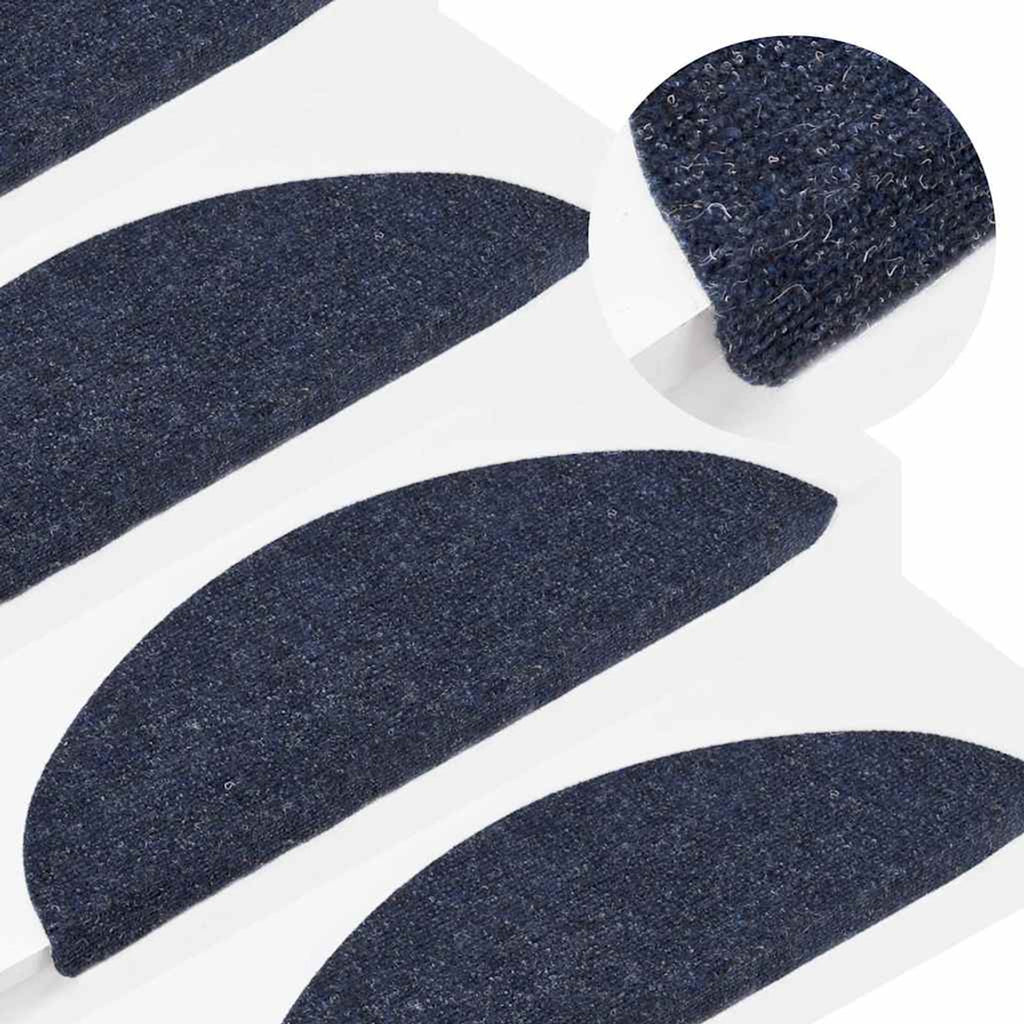 Stair Mats Self-Adhesive Needle Felt Fabric (95%Pes Blue 56 x 17 x 3 cm 15 pcs