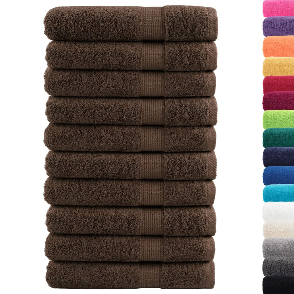Towel Cotton Brown 200 x 100 cm Bathroom Bath Linen Home Towels 10 pcs SOLUND