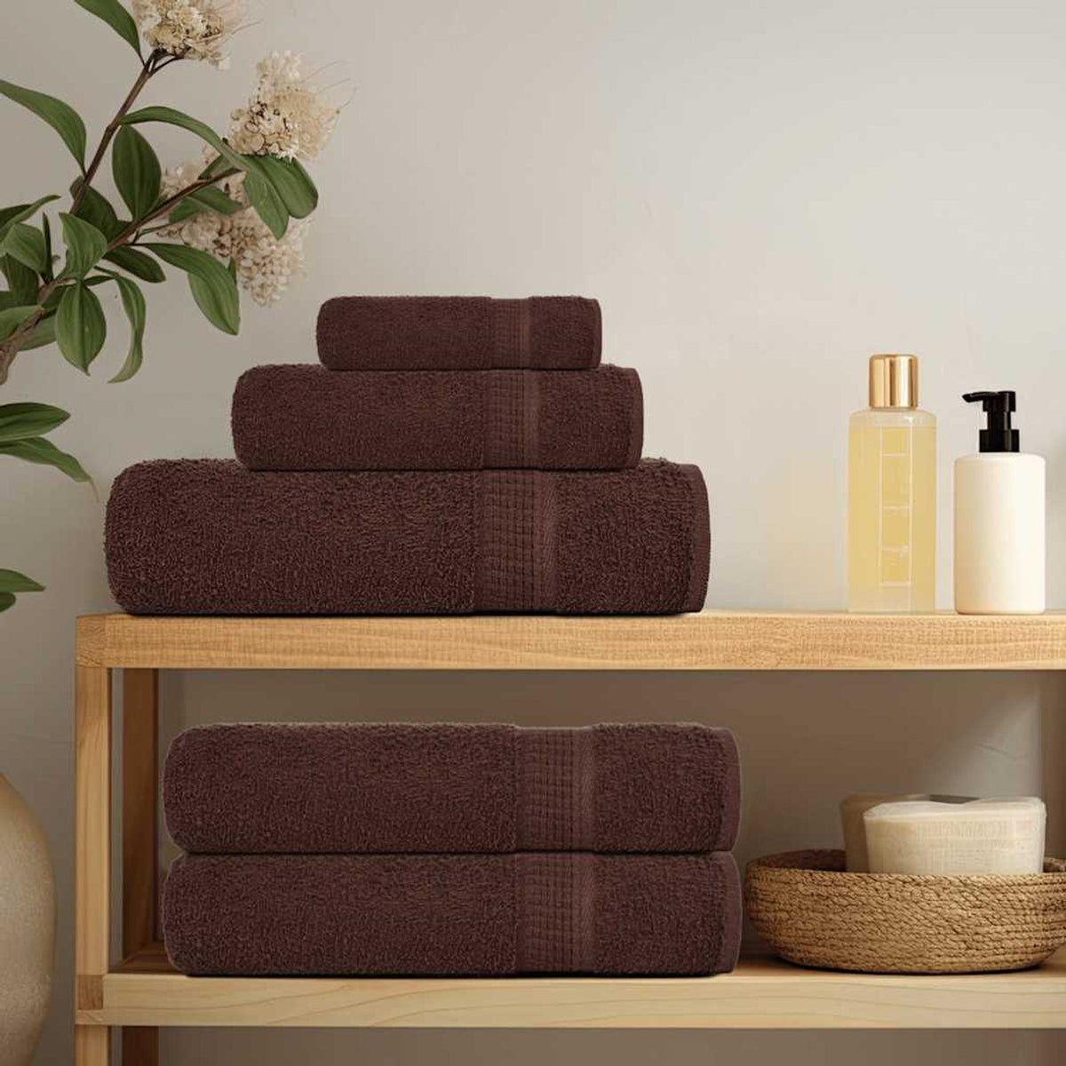 Towel Cotton Brown 30 x 30 cm Bathroom Bath Linen Home Towels 4 pcs Wash 30x30cm