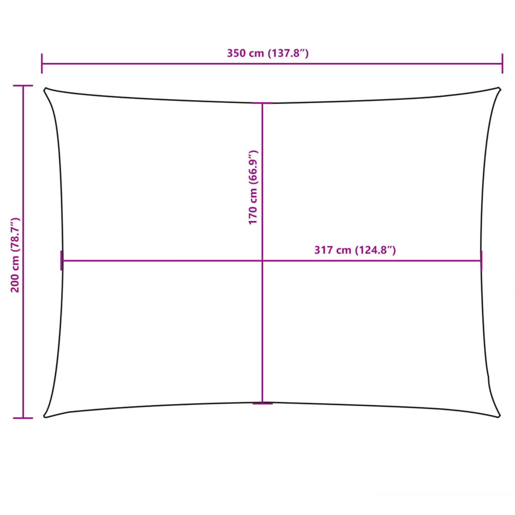 Sunshade Sail Oxford Fabric Red Water Resistant UV Resistant 200 x 350 cm