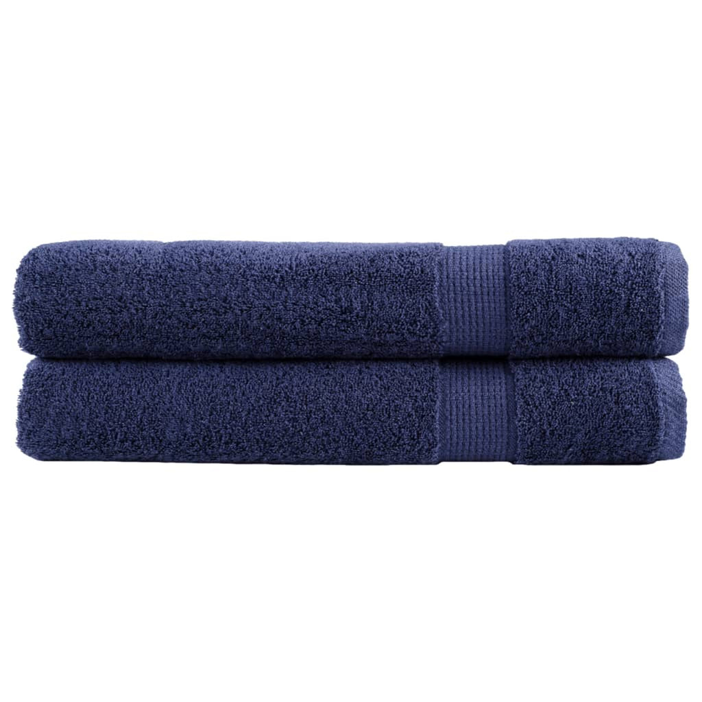 Towel Cotton Navy Blue 200 x 80 cm Bathroom Bath Linen Home Towels 2 Variant 2