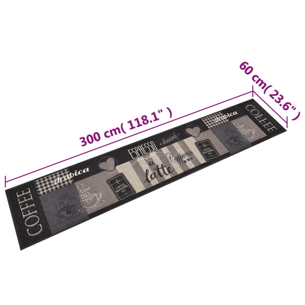 Rug Velvet (100% Polyamide) Black 300 x 60 x 0.5 cm Floor Mat Home Variant 2