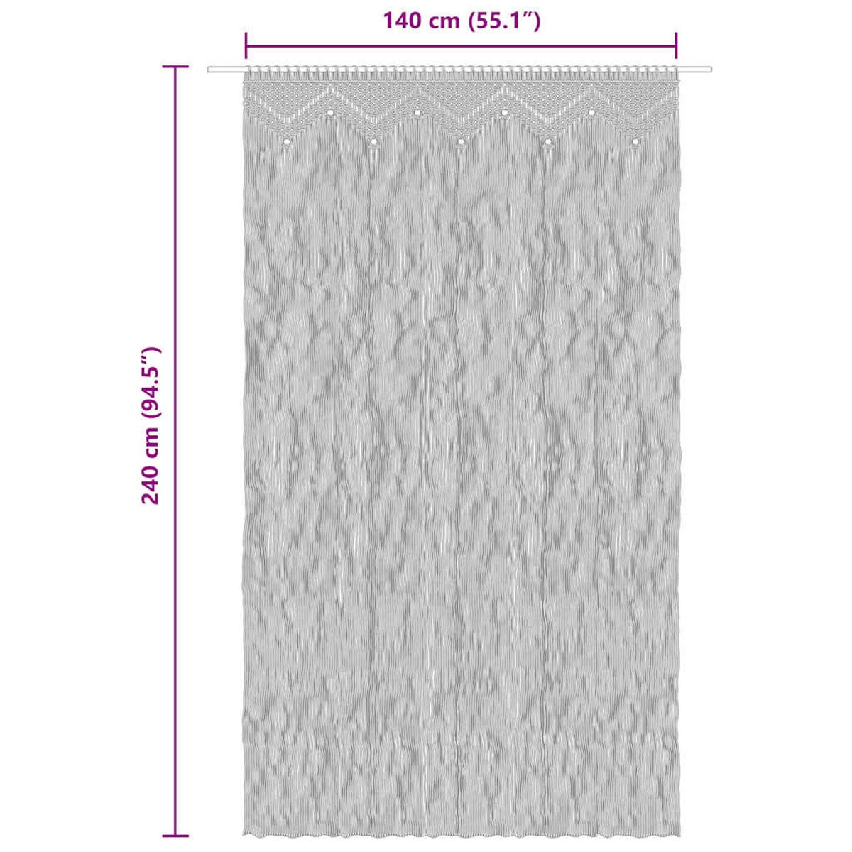 Curtain Cotton Cream 240 x 140 cm Window Dressing Home Furnishings Variant 2