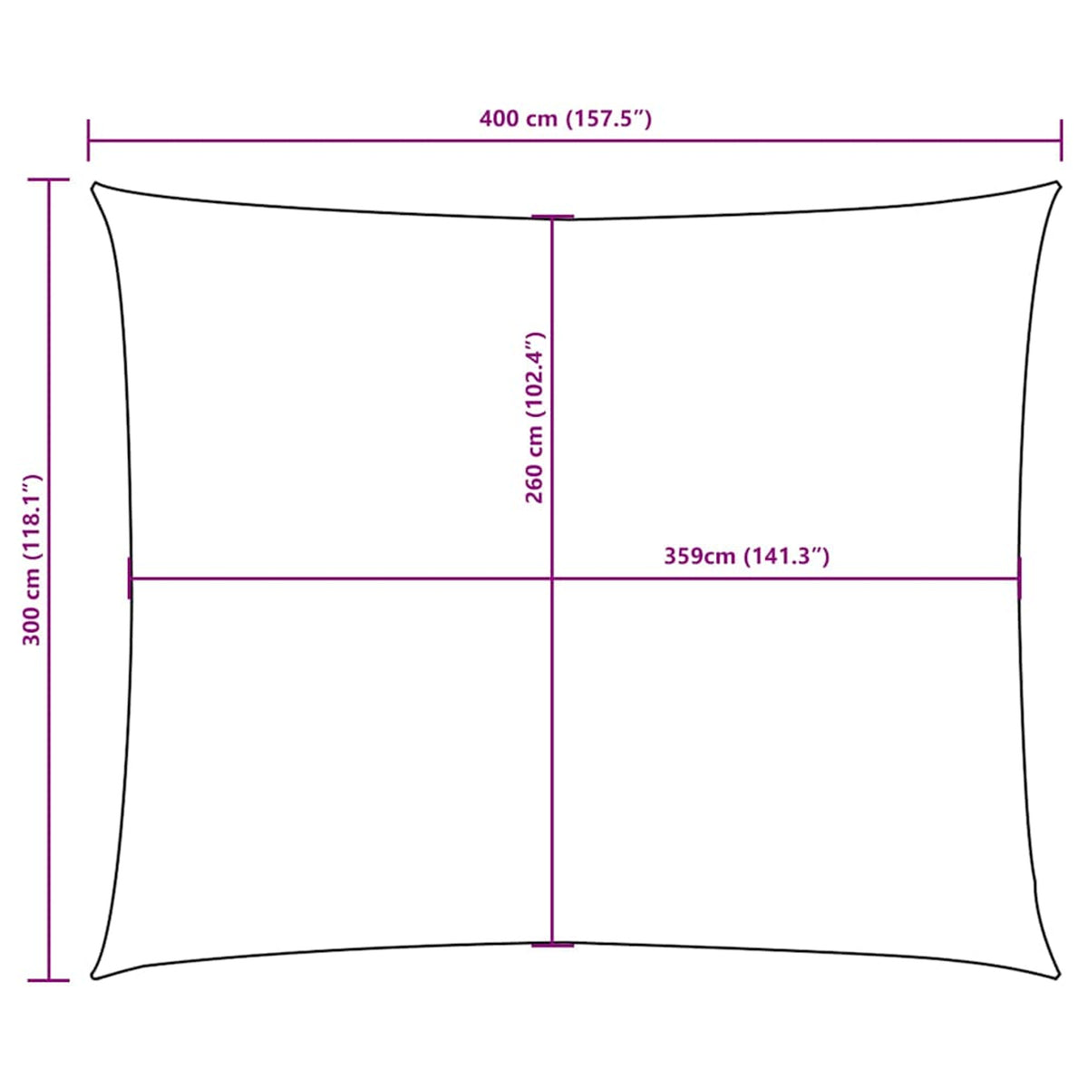 Sunshade Sail Oxford Fabric White Water Resistant UV Resistant 300 x 400 cm
