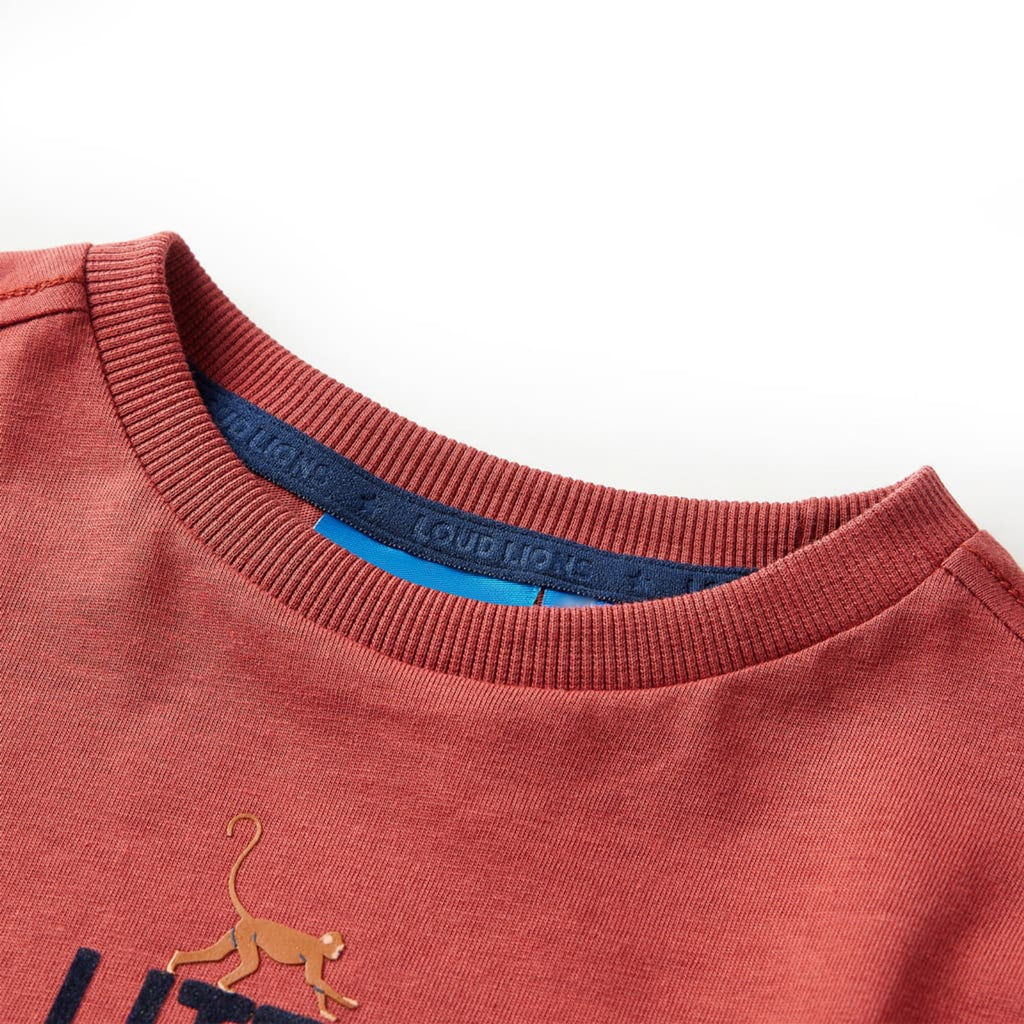 Kids T-Shirt Cotton Burnt Red 128 Children's Top Kids Clothing Kids Wear Long