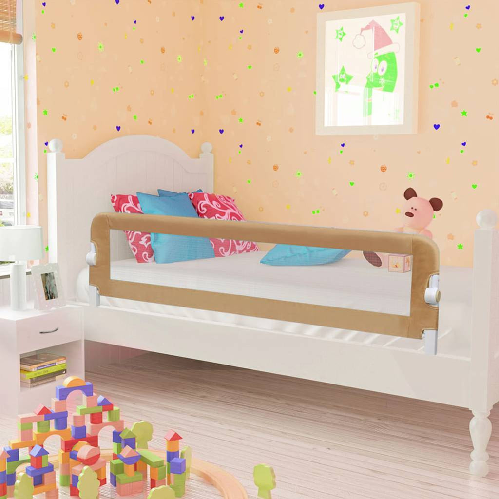 Toddler Safety Bed Rail Polyester Taupe 150 x 40.5 x 42 cm Child Bed Guard