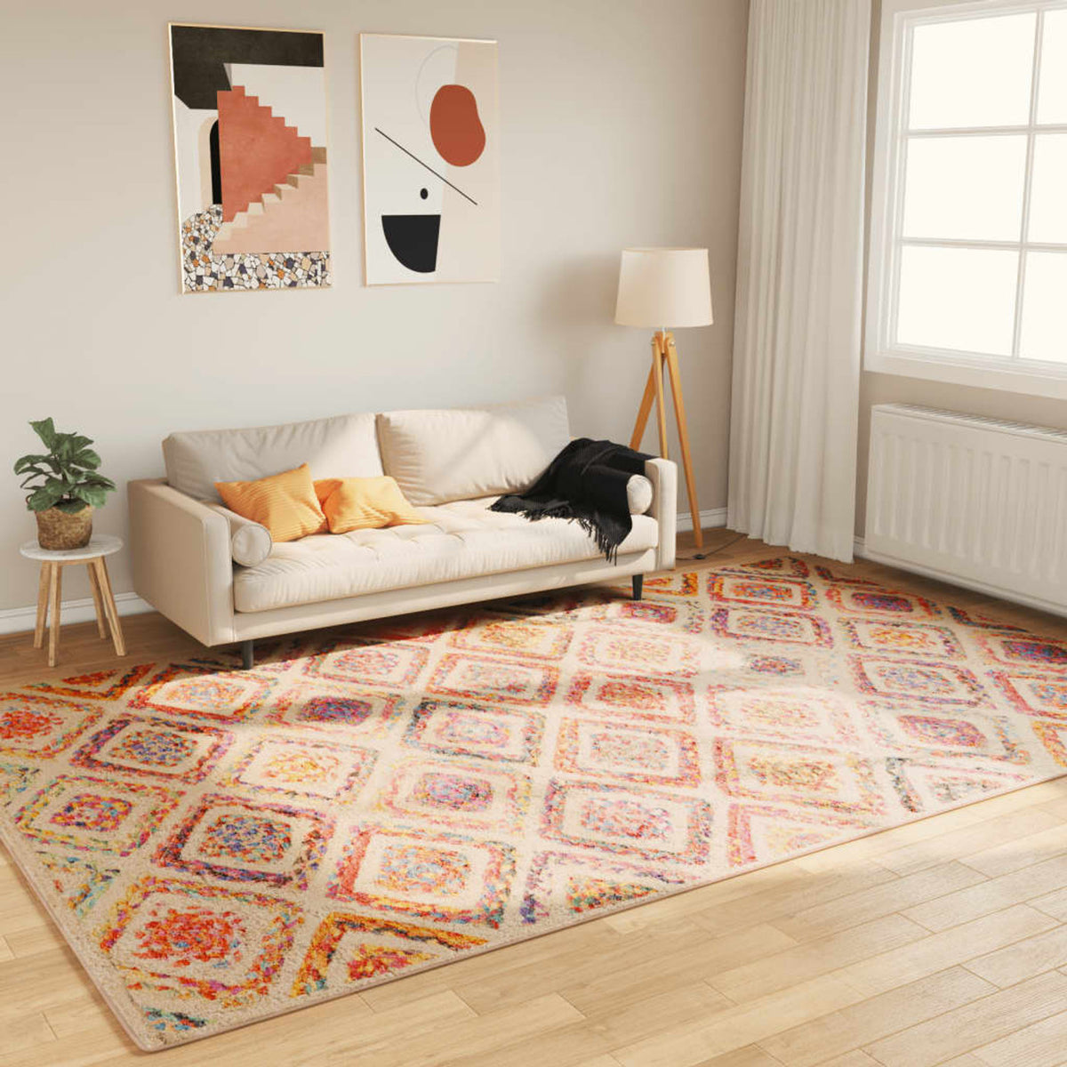 Rug Polyester Multicolour 190 x 0.4 x 300 cm Floor Mat Home Decor Variant 2