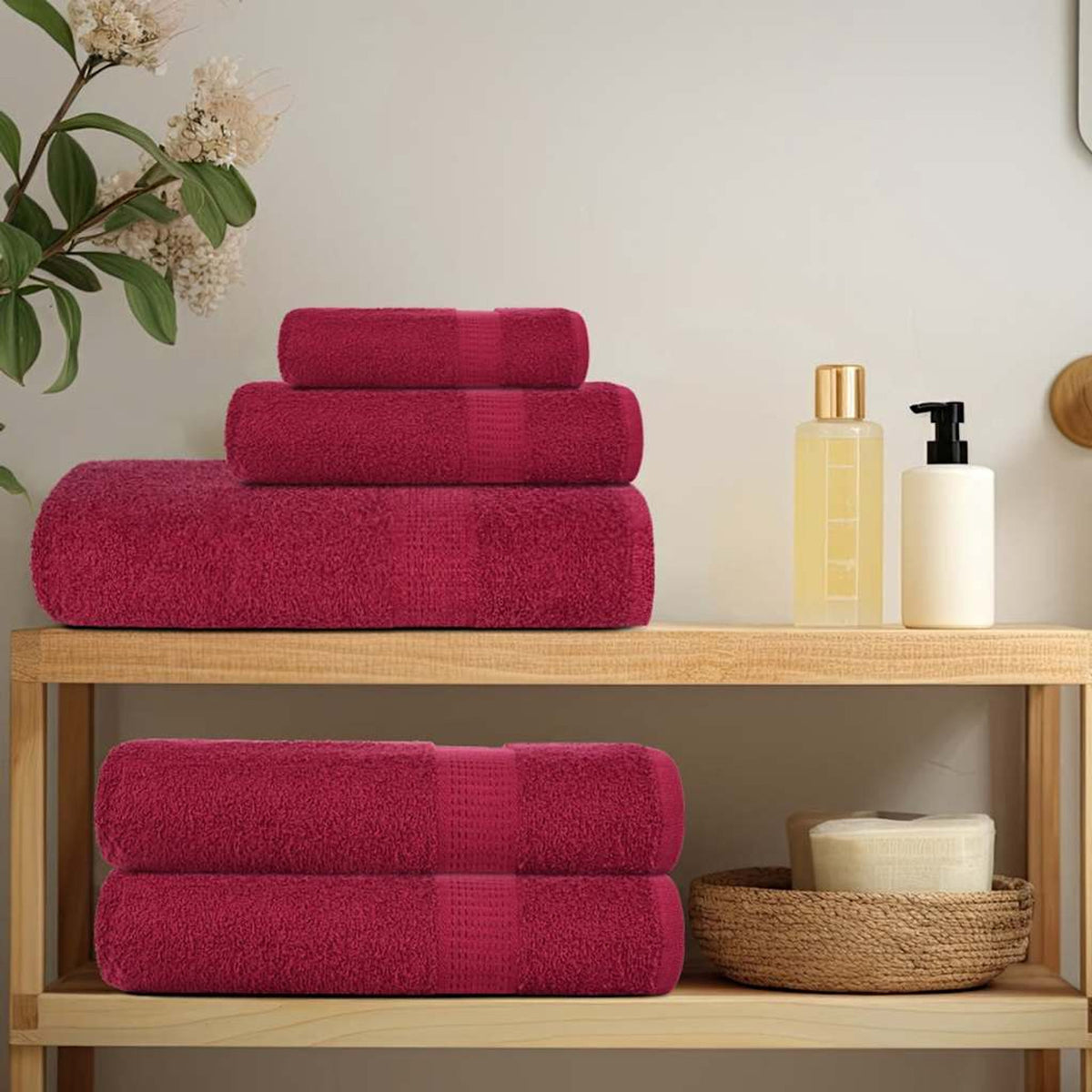 Towel Cotton Bordeaux 30 x 50 cm Bathroom Bath Linen Home Bath Towels &