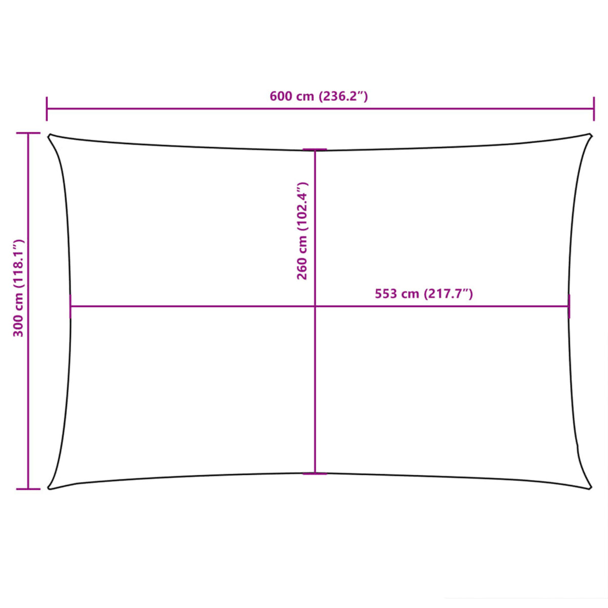 Sunshade Sail Oxford Fabric Dark Green Water Resistant UV Resistant 300 x 600