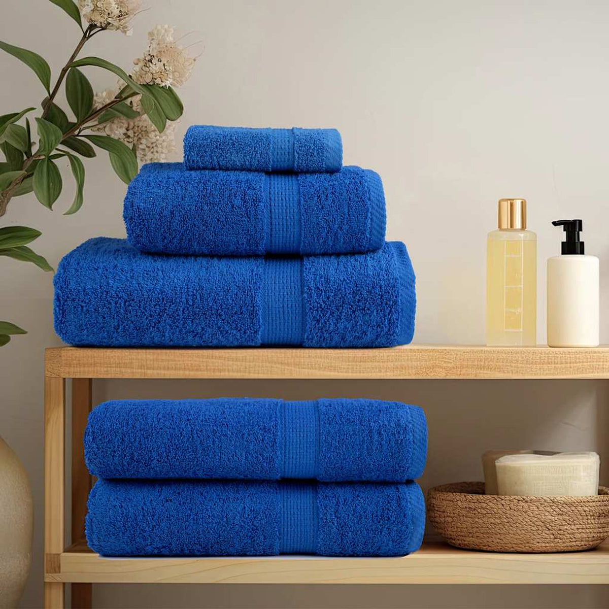 Towel Cotton Blue 200 x 80 cm Bathroom Bath Linen Home Towels 4 pcs Sauna
