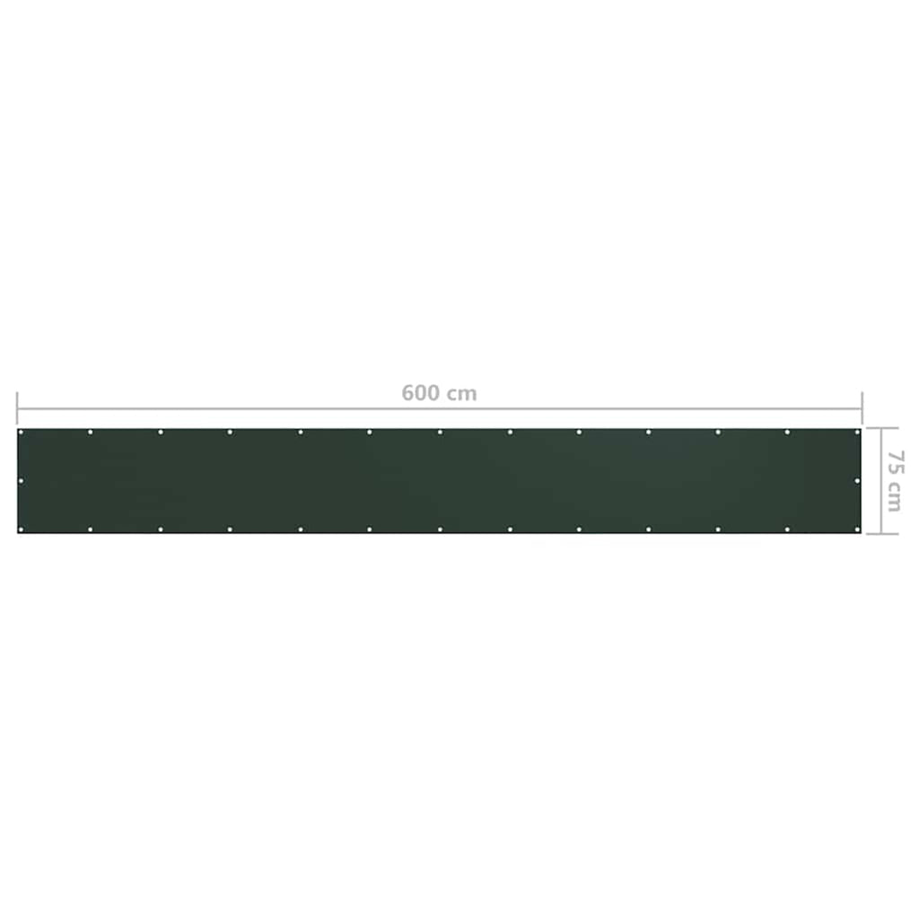Balcony Screen Dark Oxford Fabric Dark Green Waterproof UV Resistant 75 x 600