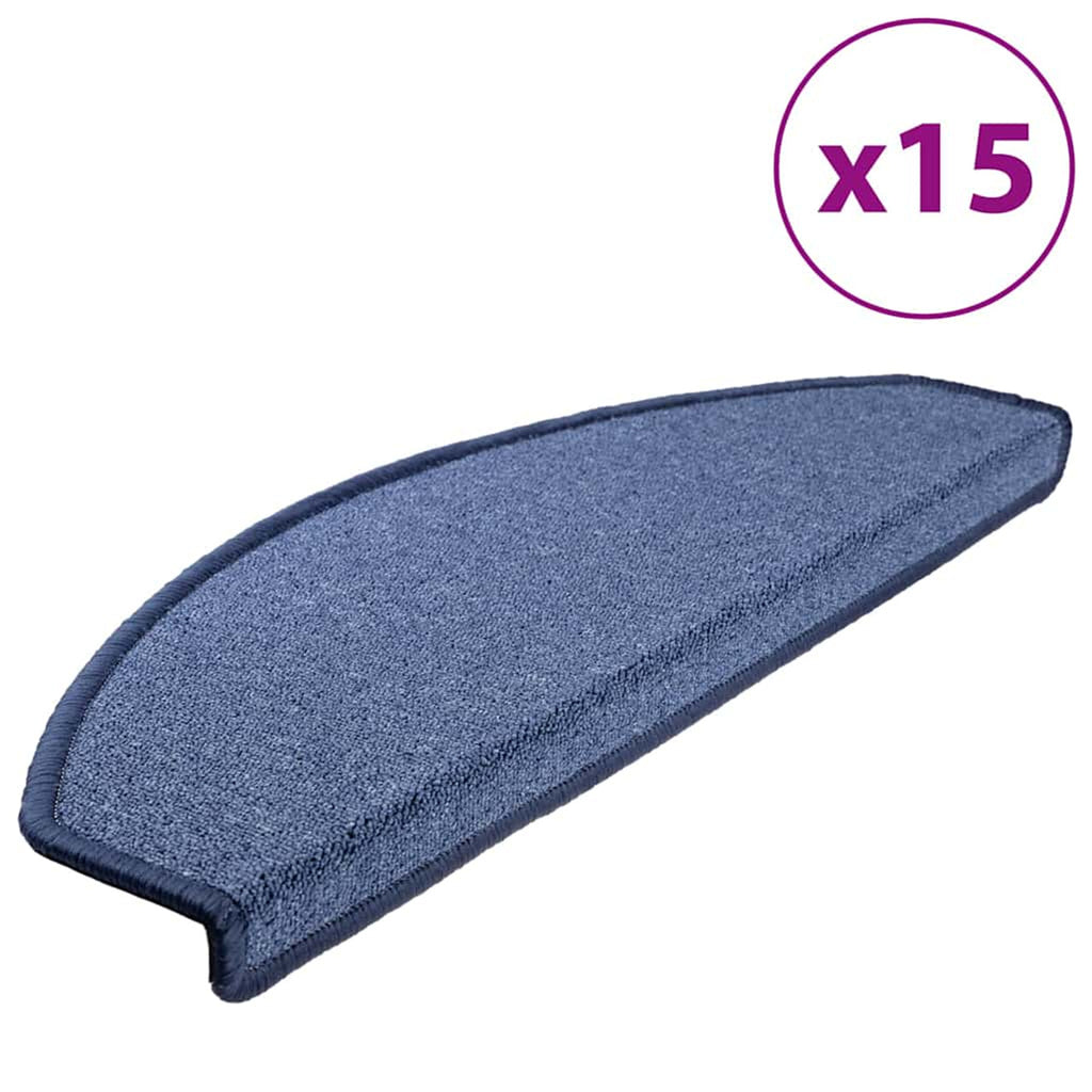 Stair Mats Non-Slip Needle-Punched Fabric -100% Blue Foldable 65 x 24 x 4 cm