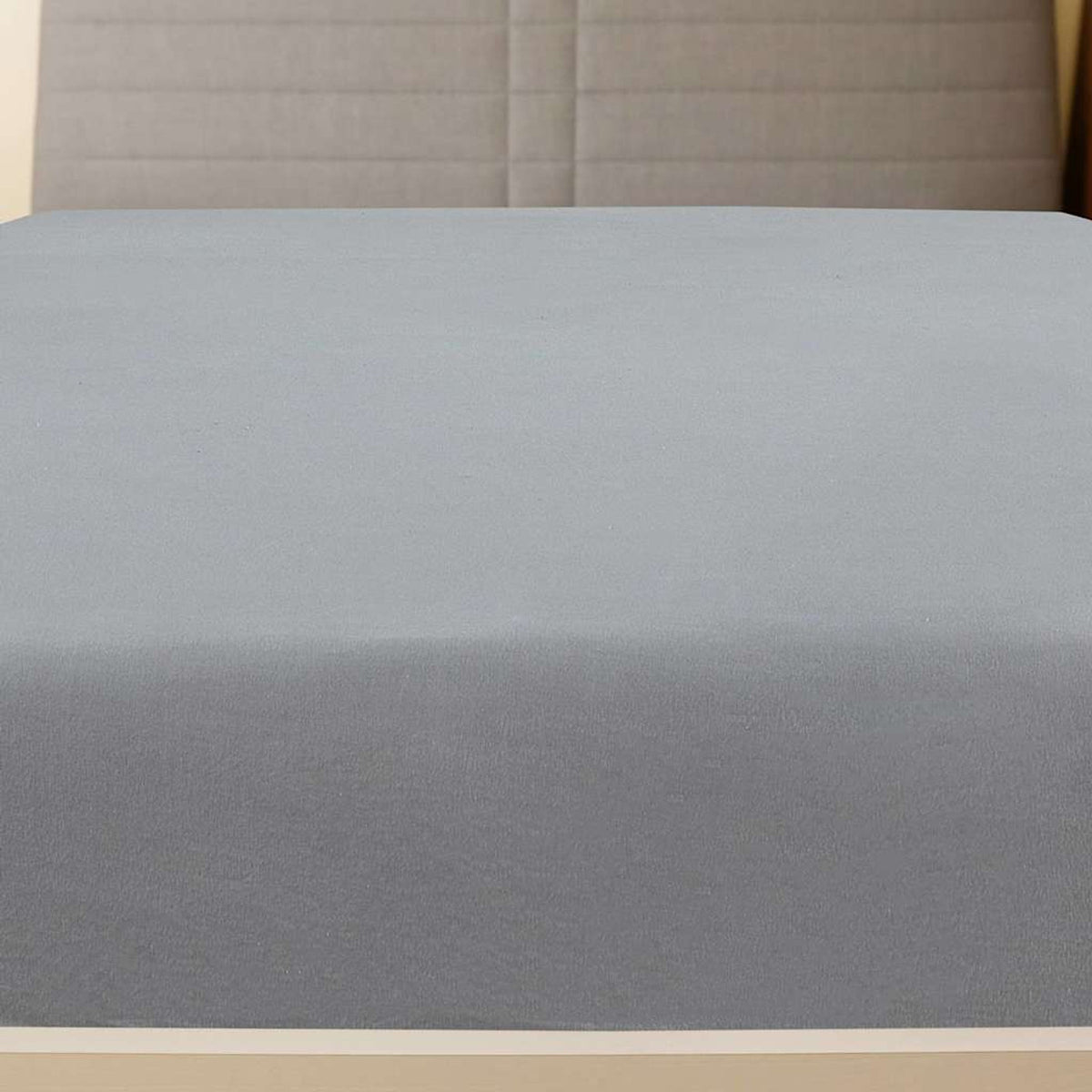Jersey Fitted Sheets Cotton Grey 200 x 180 cm Bedroom Furniture Bedstead 2 pcs