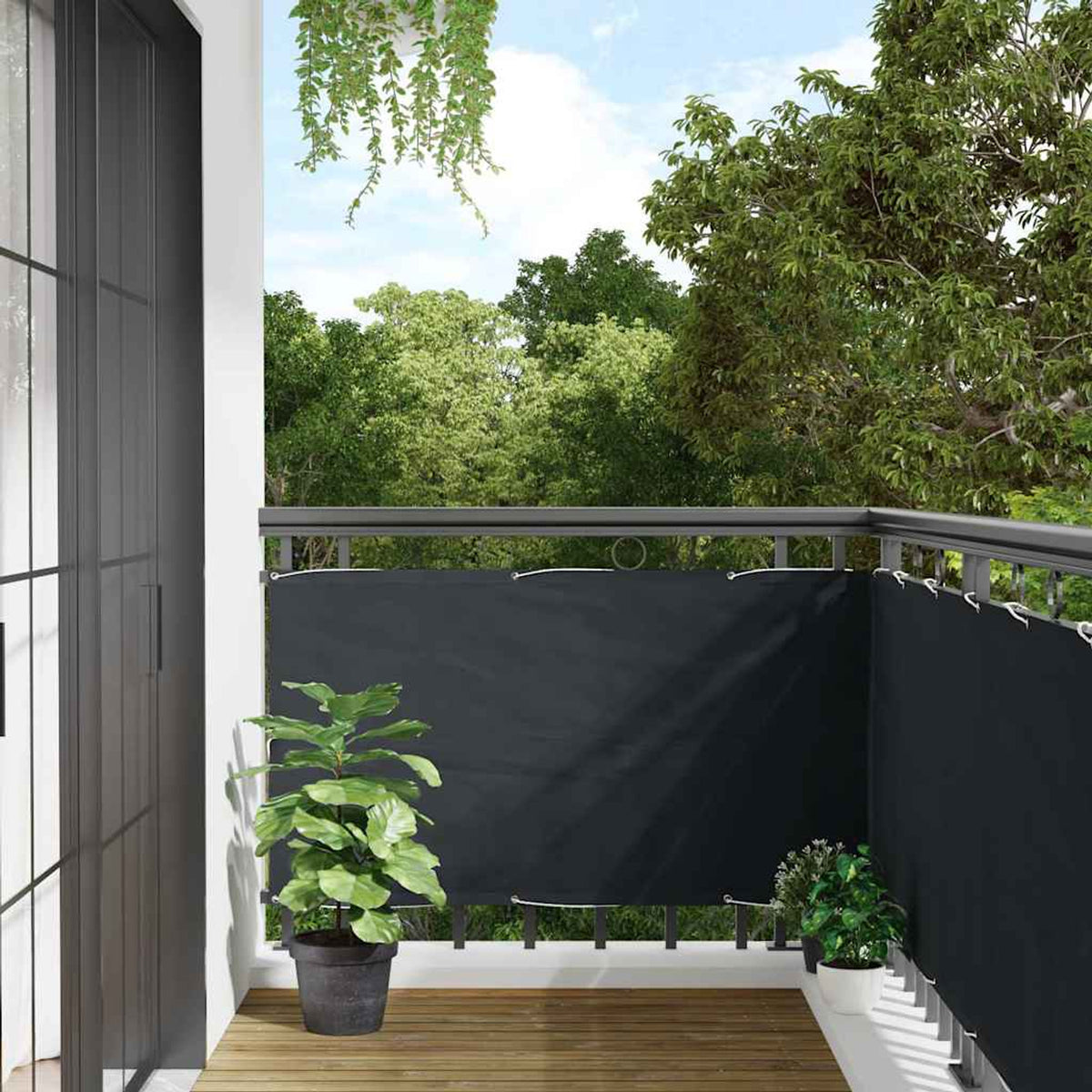 Balcony Screen Oxford Fabric Anthracite Waterproof UV Resistant 75 x 500 cm