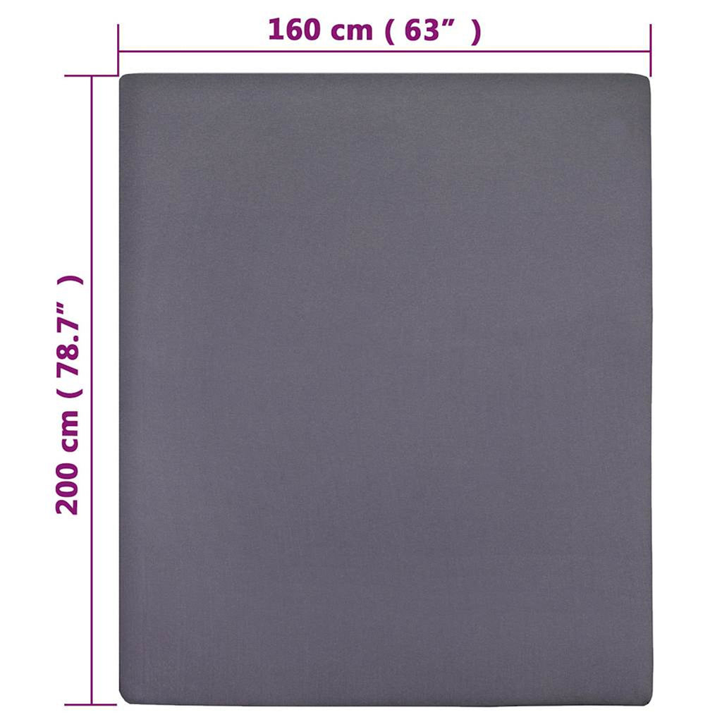 Jersey Fitted Sheets Cotton Anthracite 200 x 160 cm Bedroom Furniture Bedstead