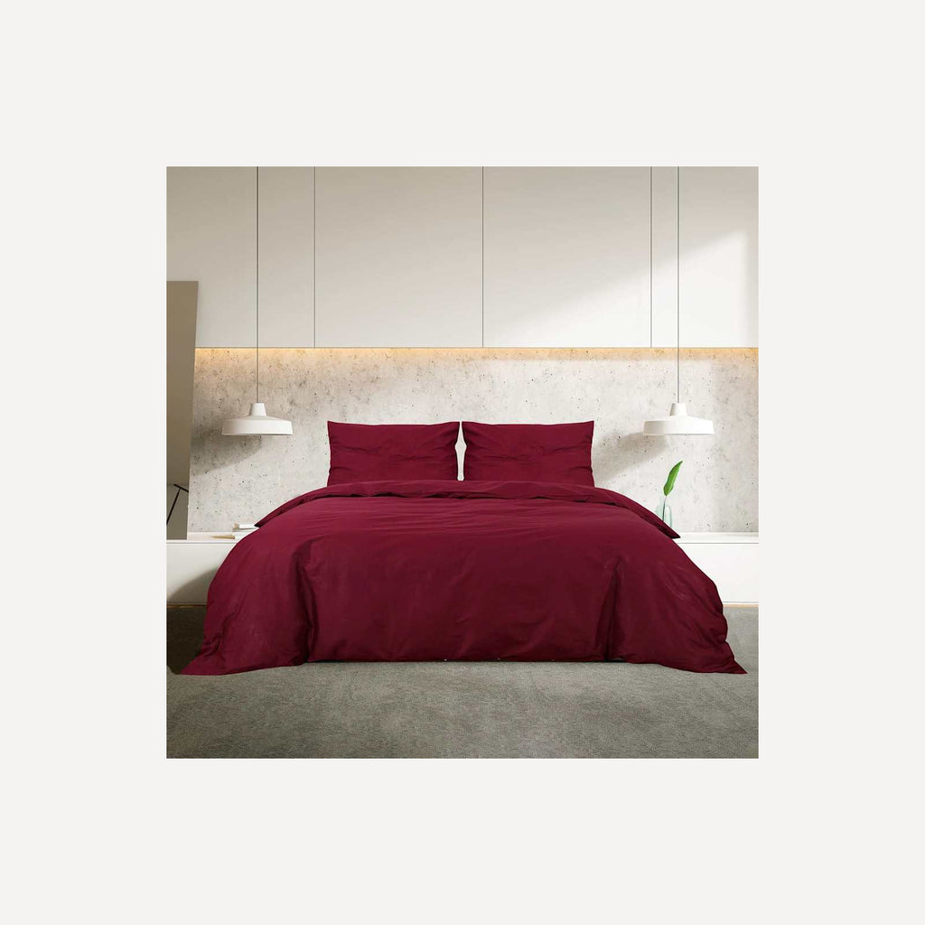 Duvet Cover Cotton Bordeaux 220 x 240 cm Bedding Bed Linen Bedroom Quilt