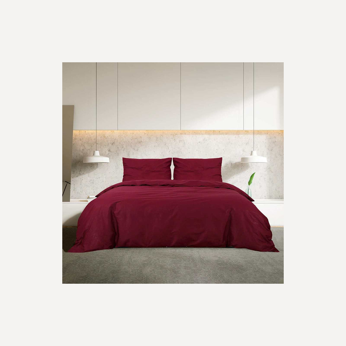 Duvet Cover Cotton Bordeaux 220 x 240 cm Bedding Bed Linen Bedroom Quilt
