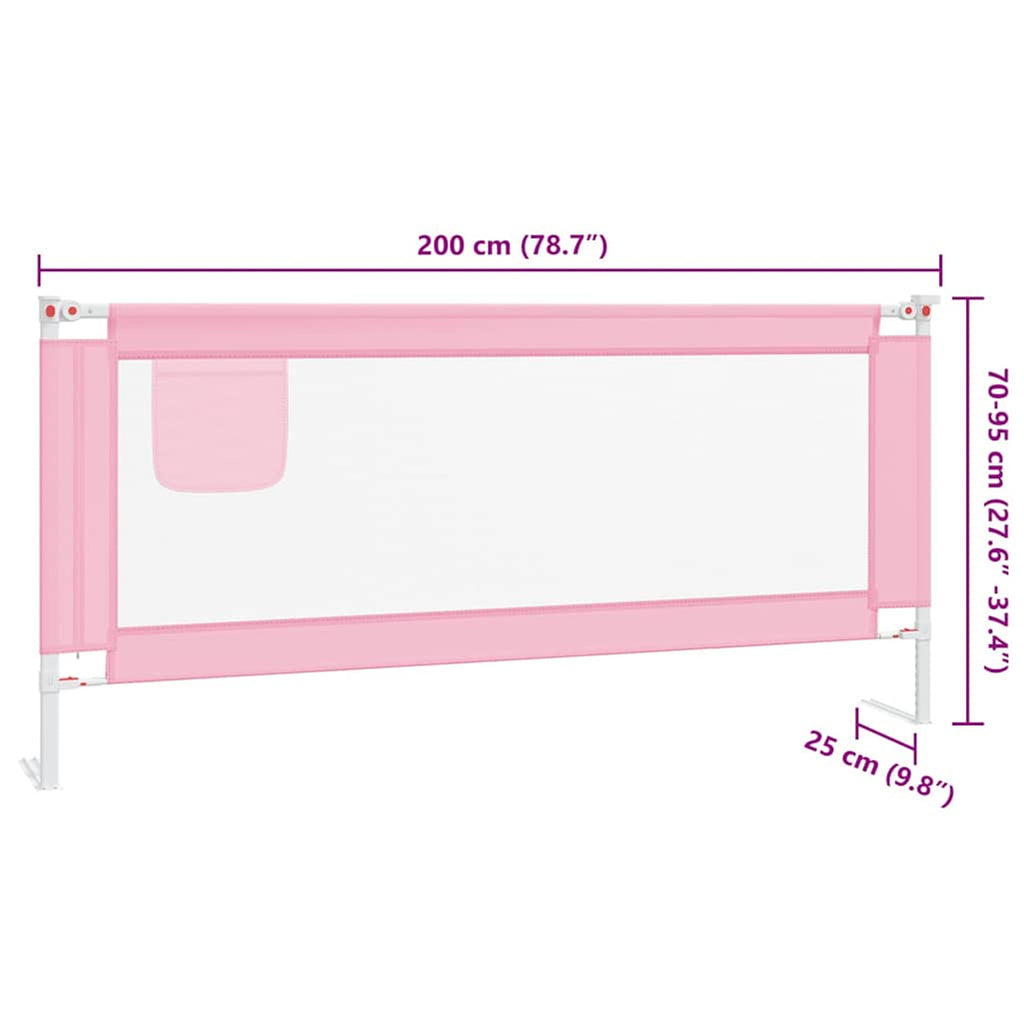 Toddler Safety Bed Rail Fabric (100% Polyester) Pink 200 x 25 x 95 cm Bedguard