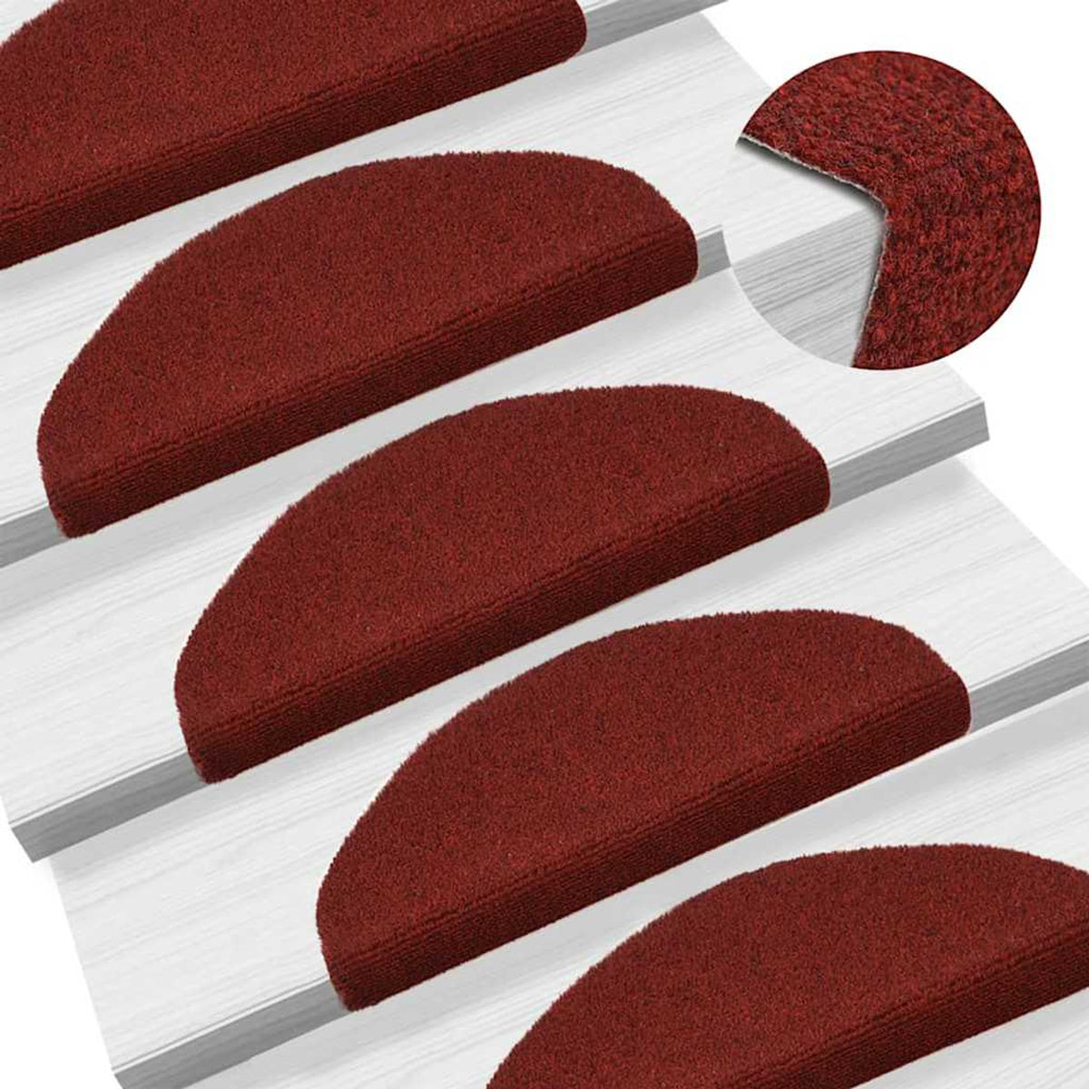 Stair Mats Self-Adhesive Bordeaux Half Needle-Punched Fabric (100% Variant 2