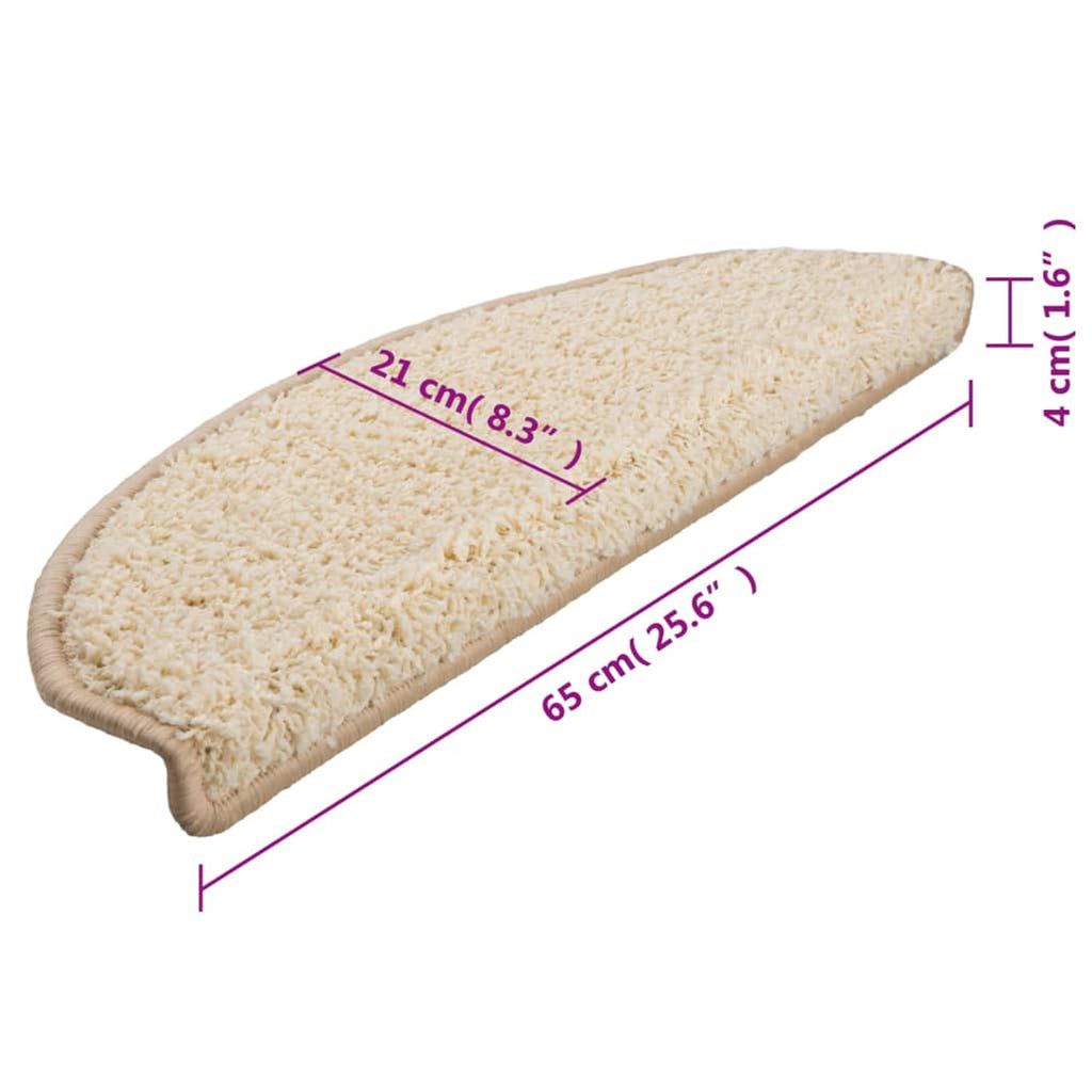 Stair Mats Half Round Large Pp Tufted Cream 65 x 25 x 4 cm Floor Mat Home 15