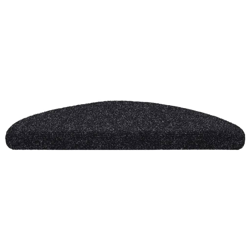 Stair Mats Self-Adhesive Half Round Needle-Punched Fabric (100% Black Floor