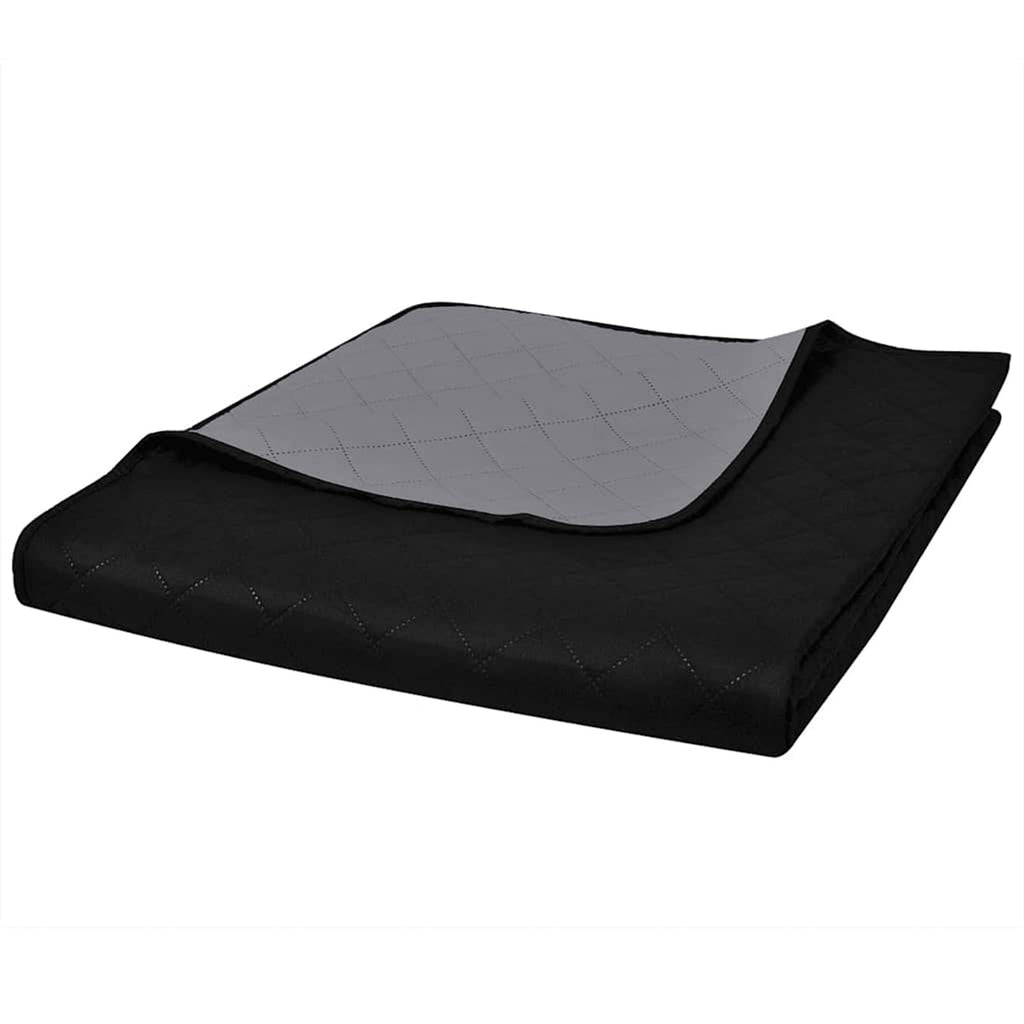 Double-Sided Quilted Bedspread Black/Grey Microfiber With Pp Cotton Variant 3