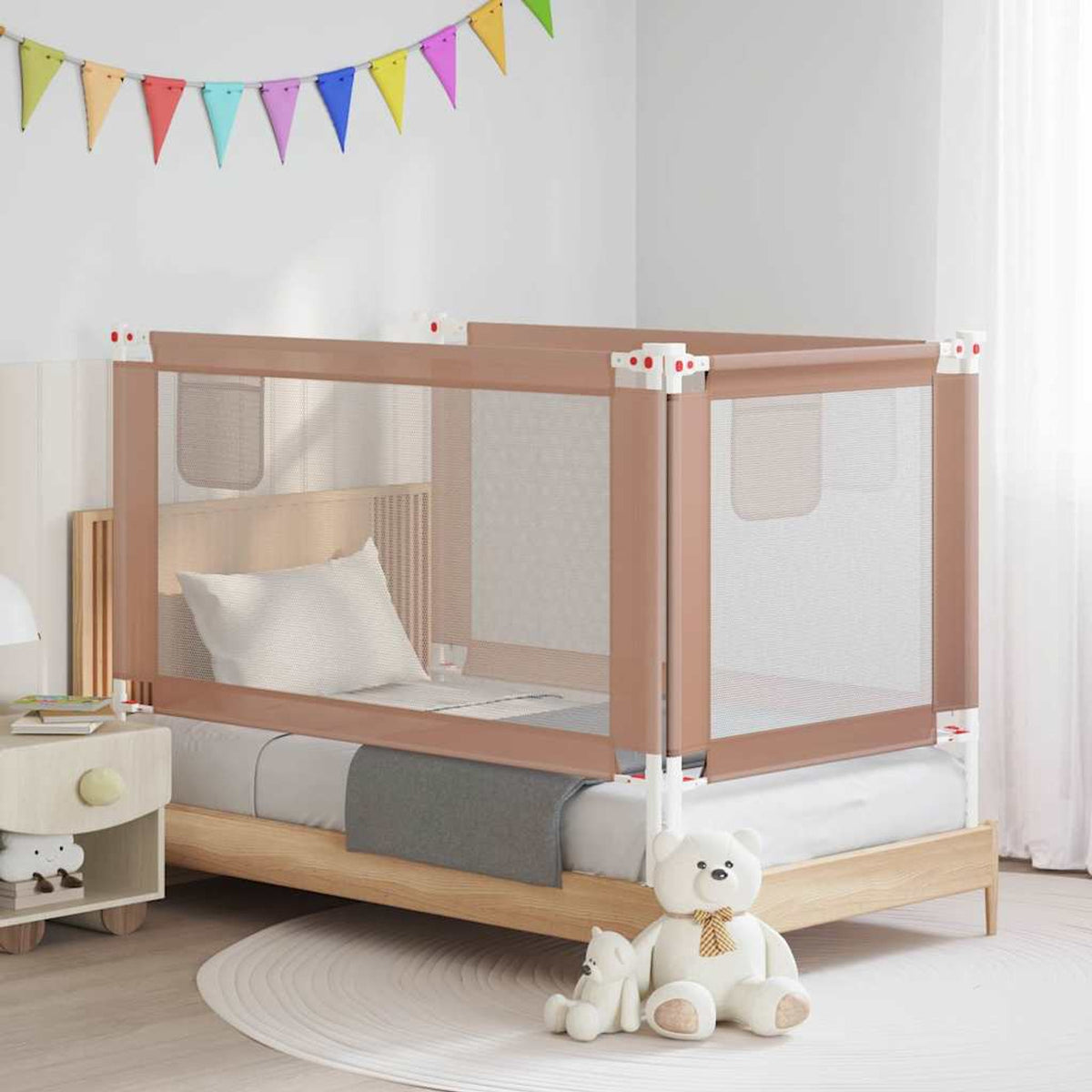 Toddler Safety Bed Rail Fabric (100% Polyester) Taupe 150 x 25 x 95 cm