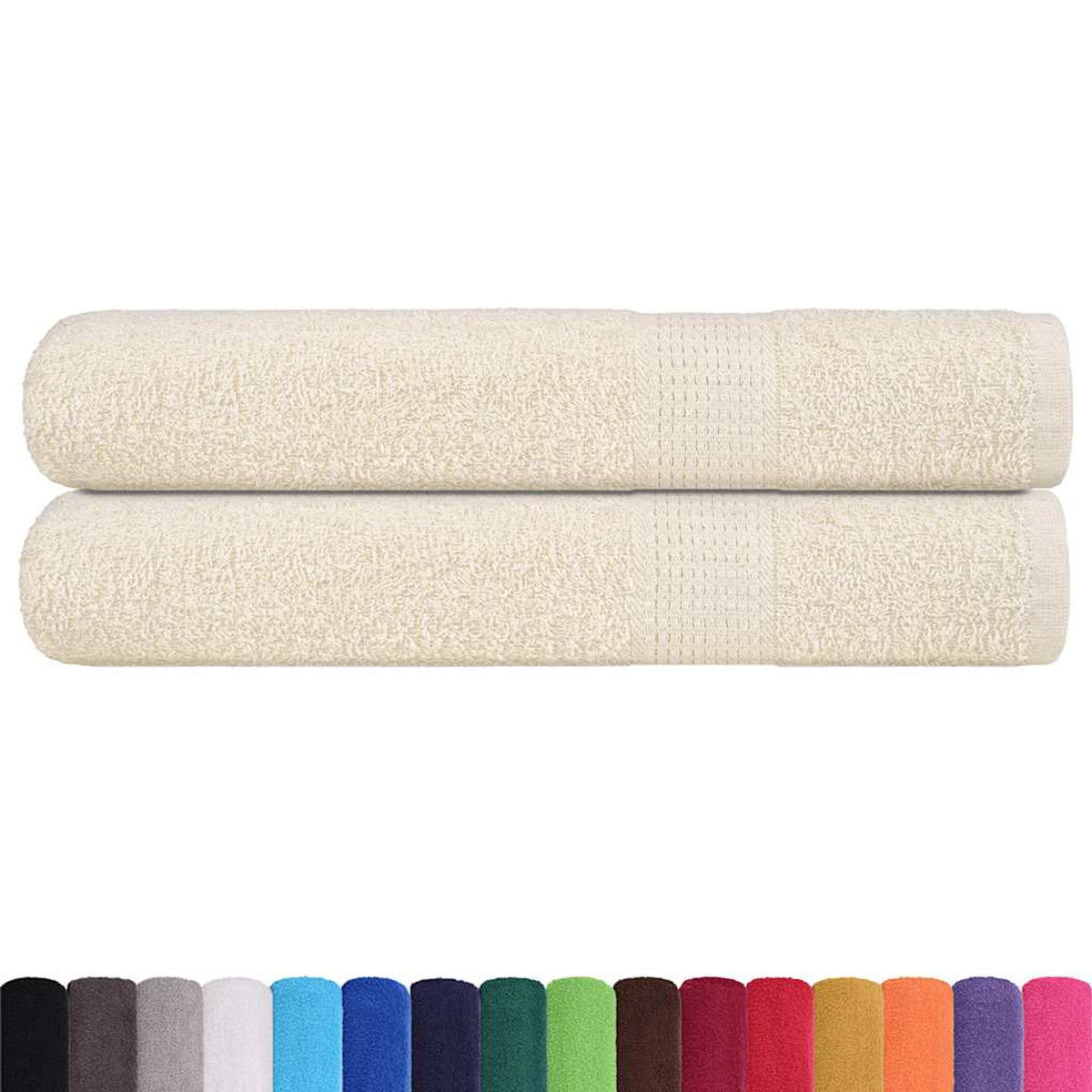 Towel Cotton Cream 200 x 100 cm Bathroom Bath Linen Home Towels 2 pcs FROGN