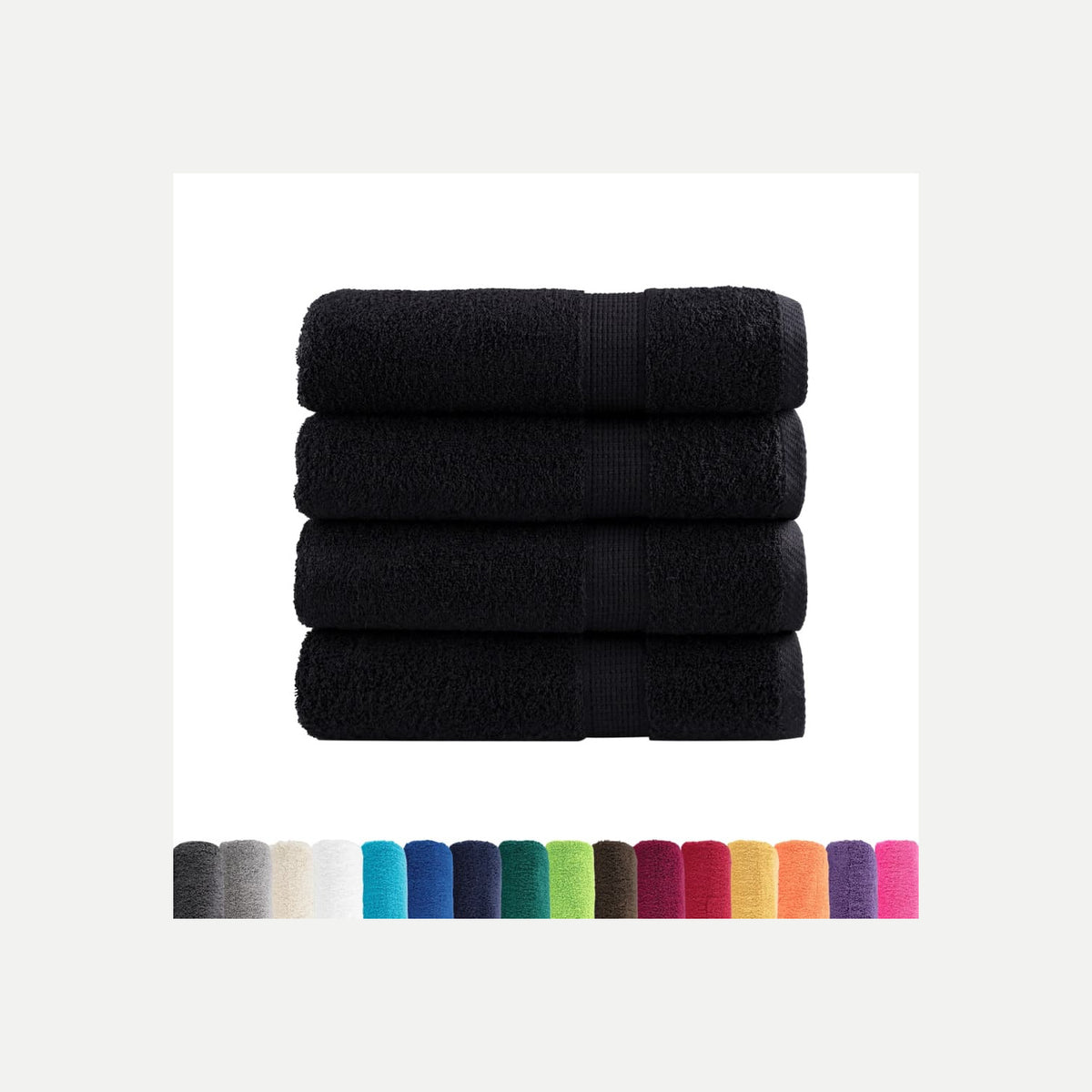 Towel Cotton Black 140 x 70 cm Bathroom Bath Linen Home Towels 4 pcs Variant 2